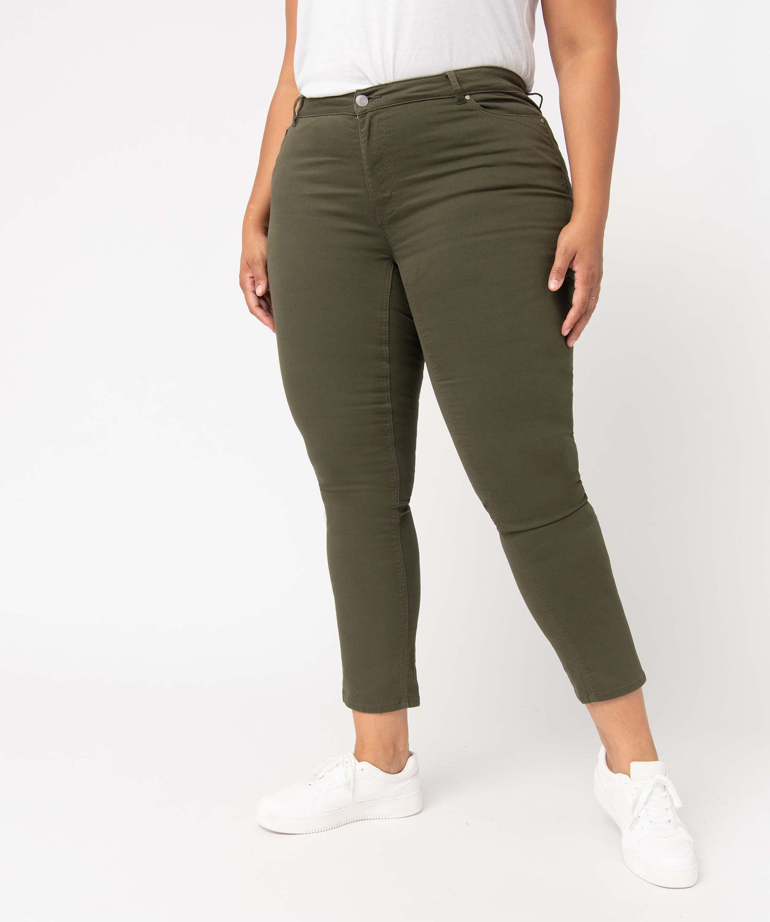 pantalon femme grande taille coupe regular vert pantalons