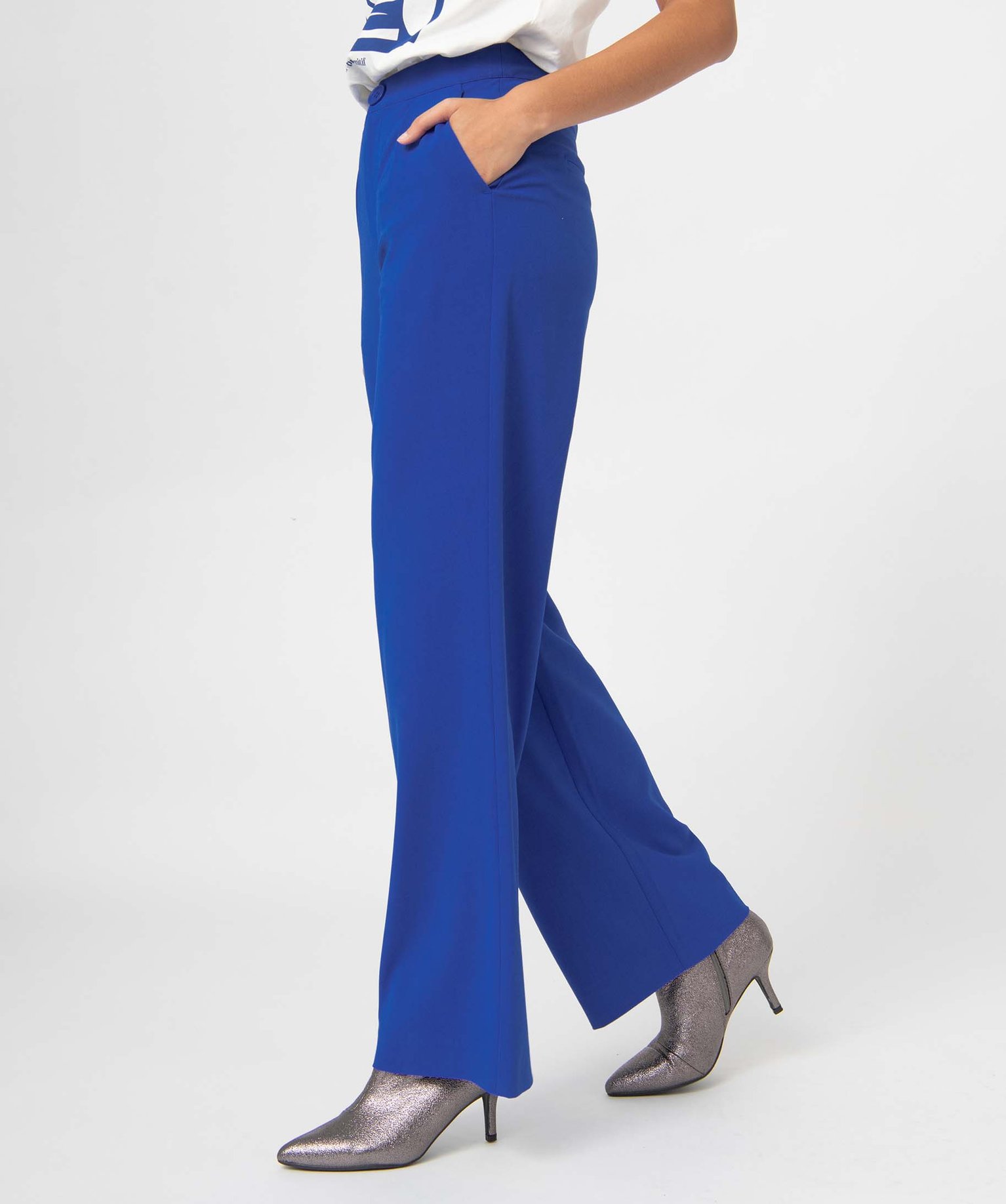 pantalon femme en toile coupe large bleu pantalons