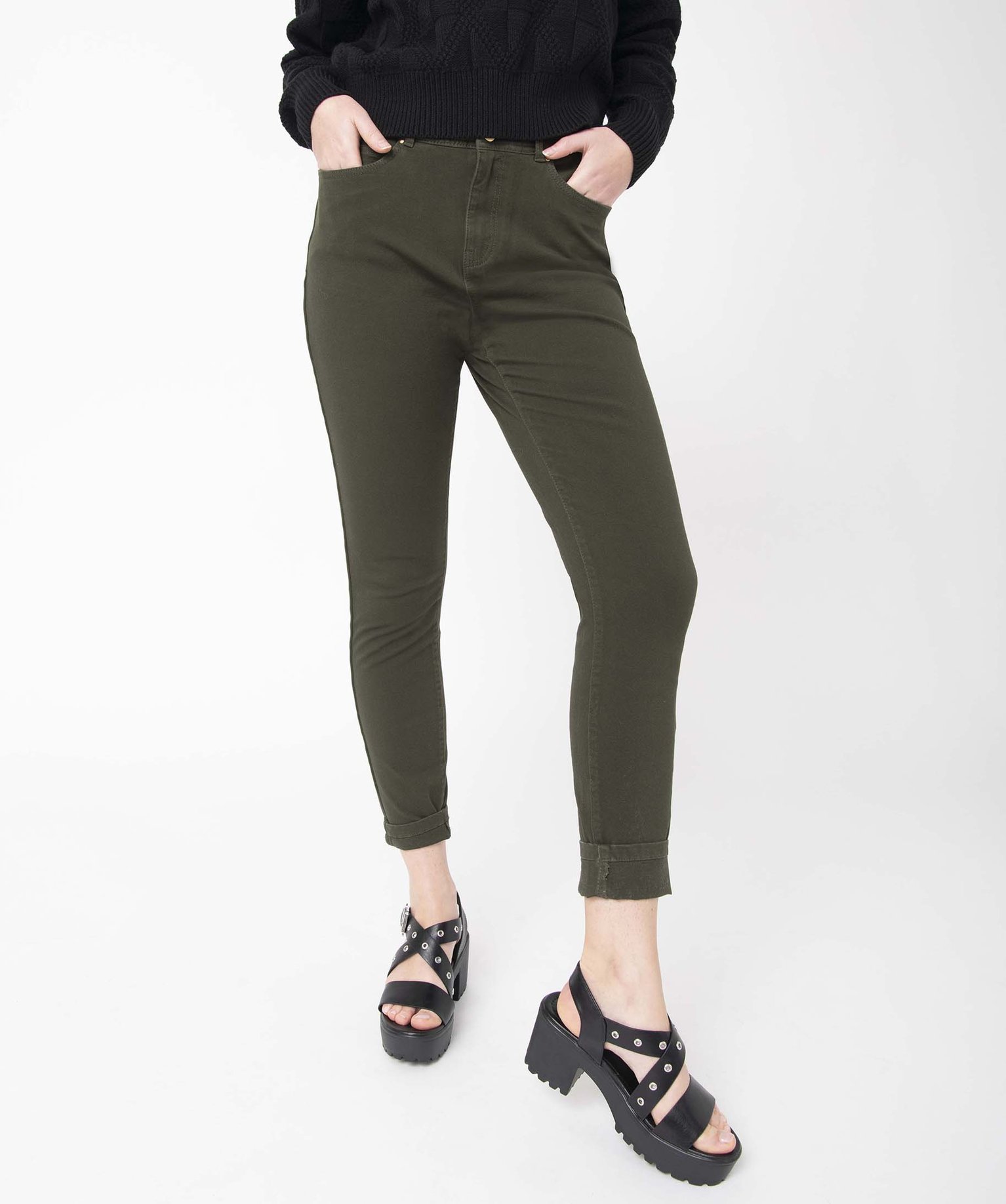 pantalon femme coupe skinny taille haute effet push-up vert pantalons