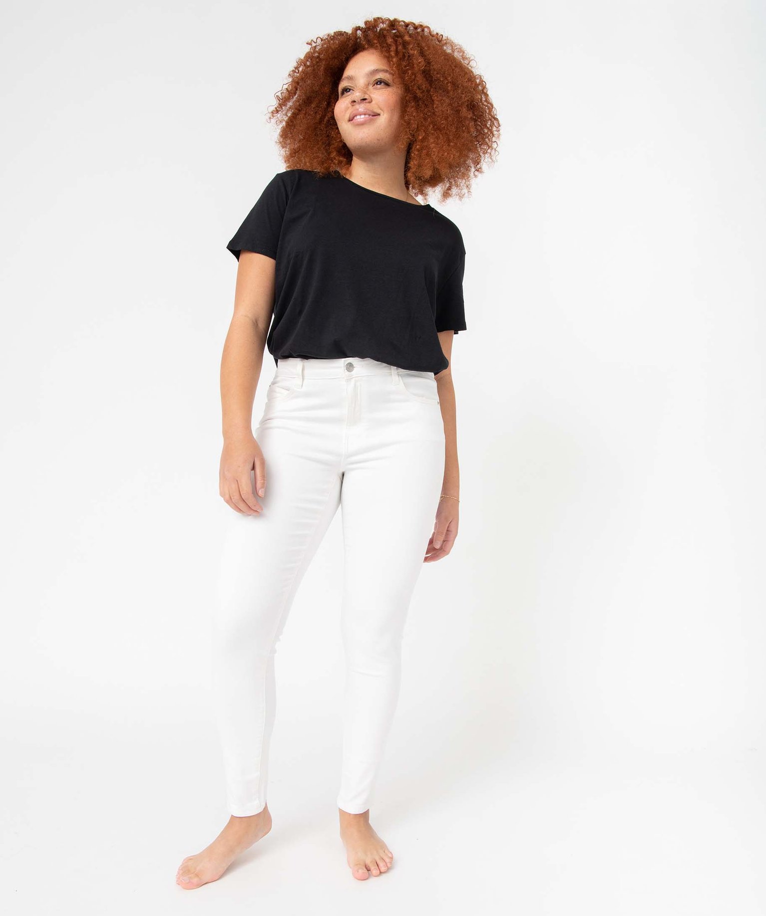 jean femme coupe skinny taille normale blanc pantalons
