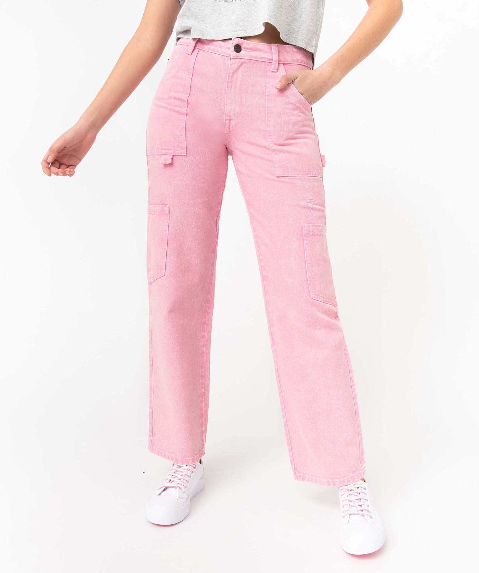jean femme coupe large - camps united rose pantalons