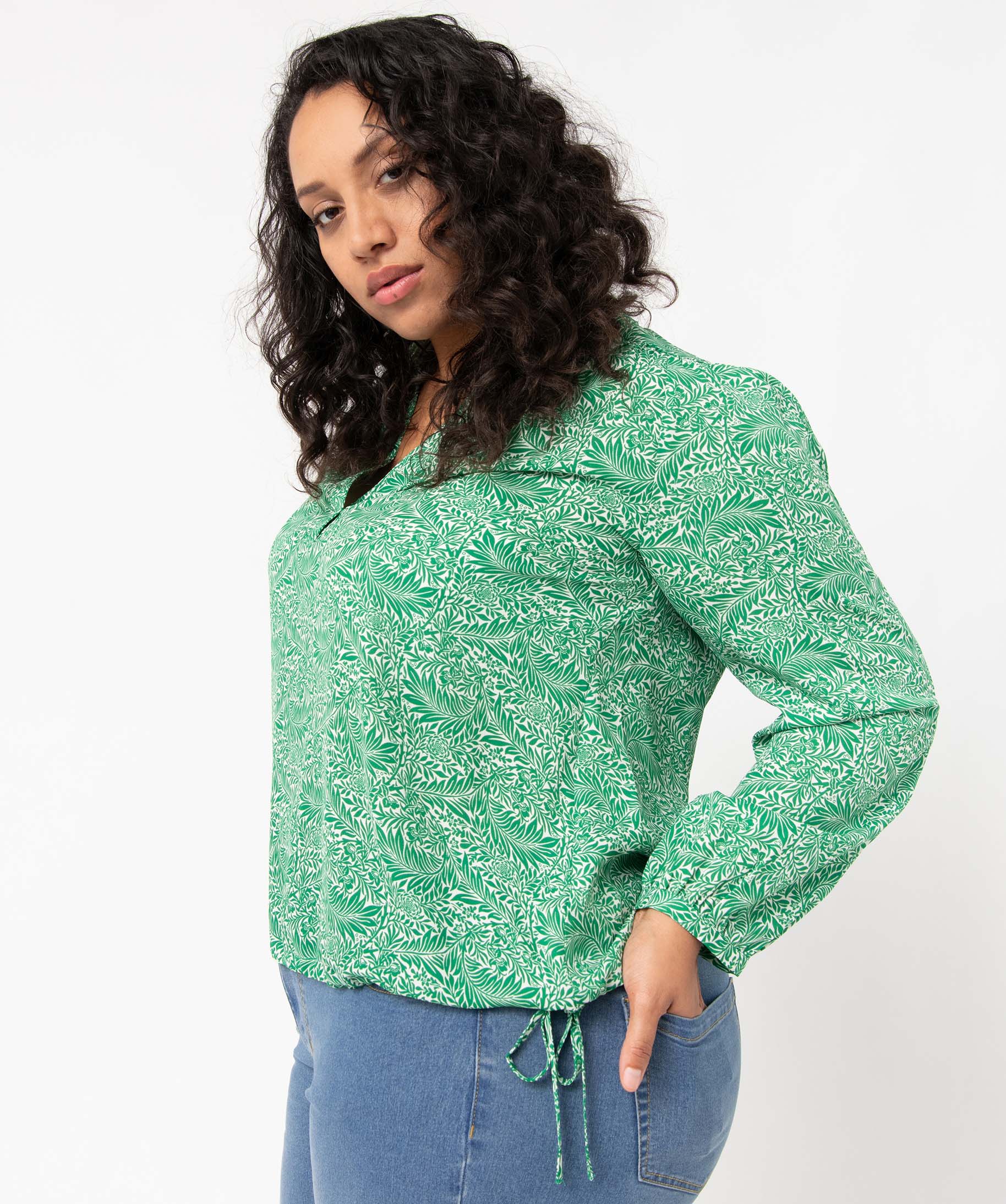 blouse femme grande taille imprimee ajustable dans le bas imprime chemisiers et blouses