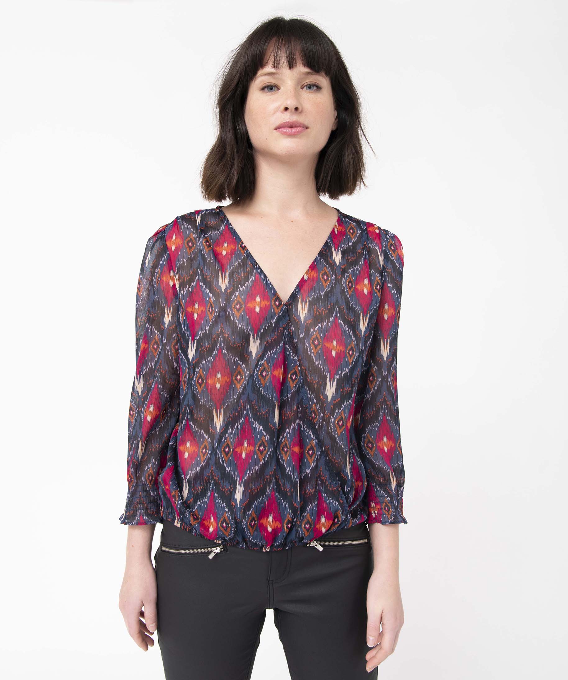 blouse femme imprimee en voile avec rayures pailletees imprime blouses