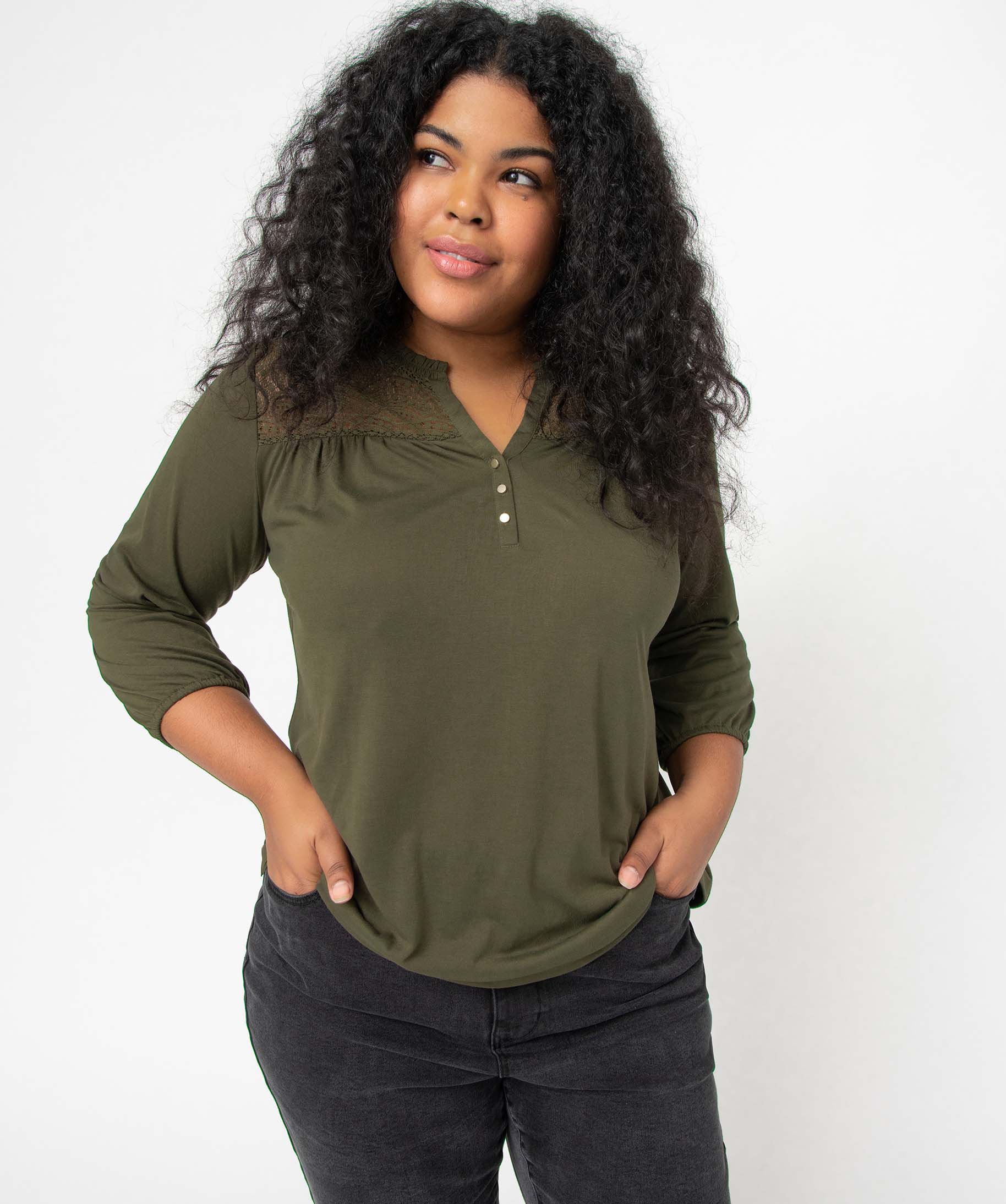 T shirt manche longue vert femme hotsell