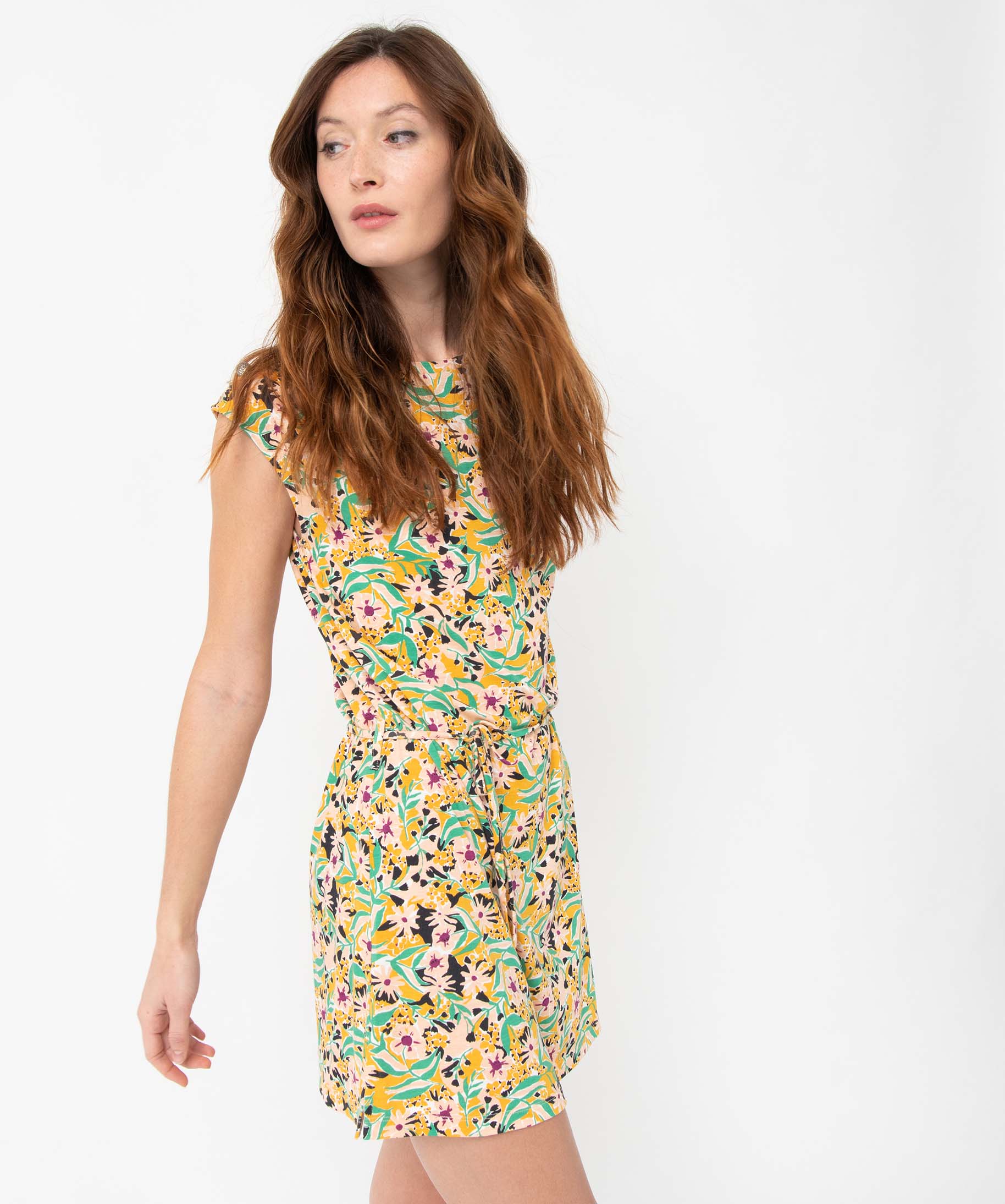 robe femme imprimee en maille fluide coupe courte imprime femme G MO