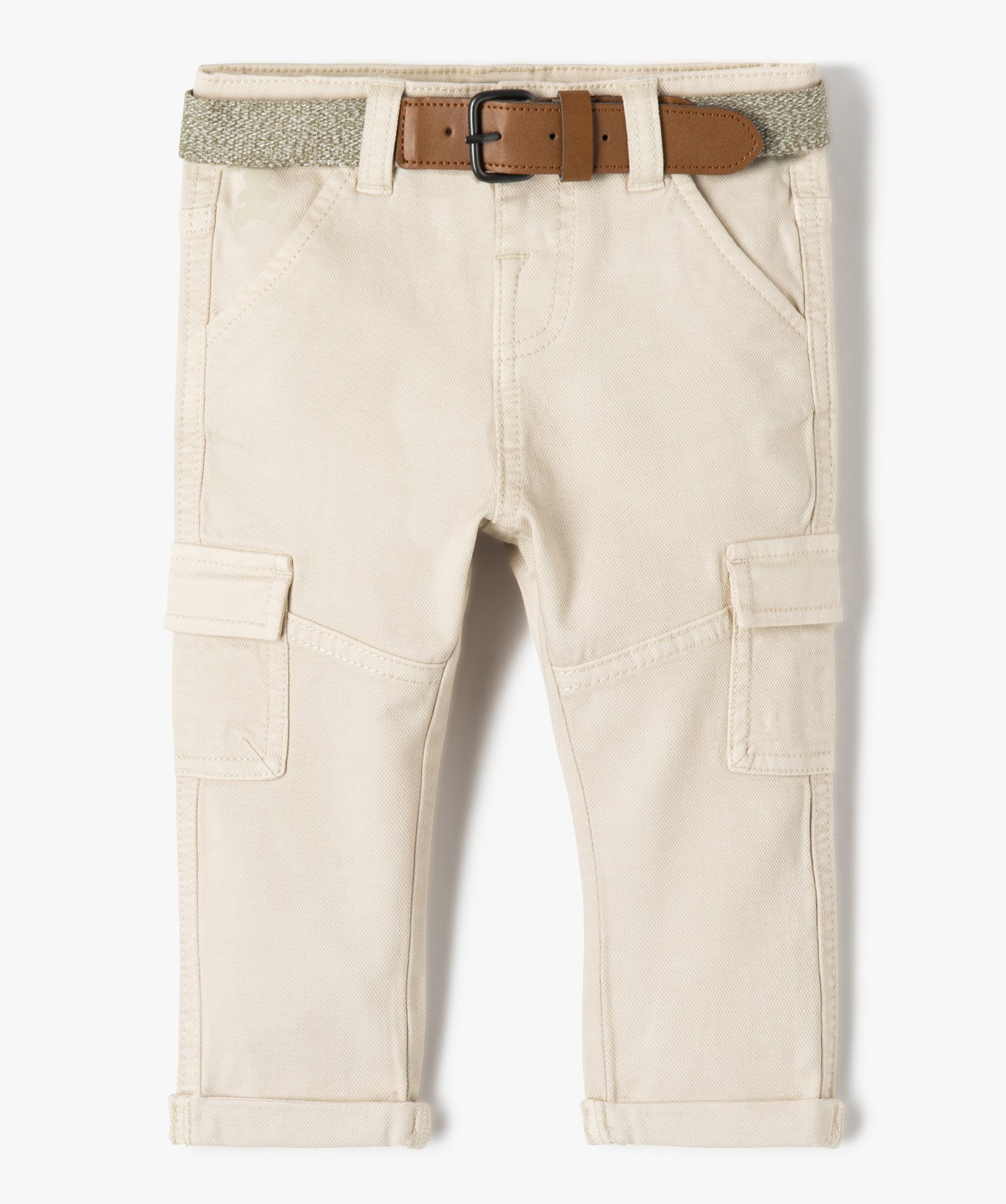 pantalon bebe garcon cargo avec ceinture chinee - lulucastagnette beige
