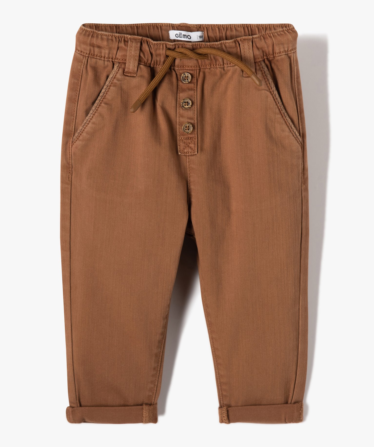pantalon bebe garcon en denim colore brun