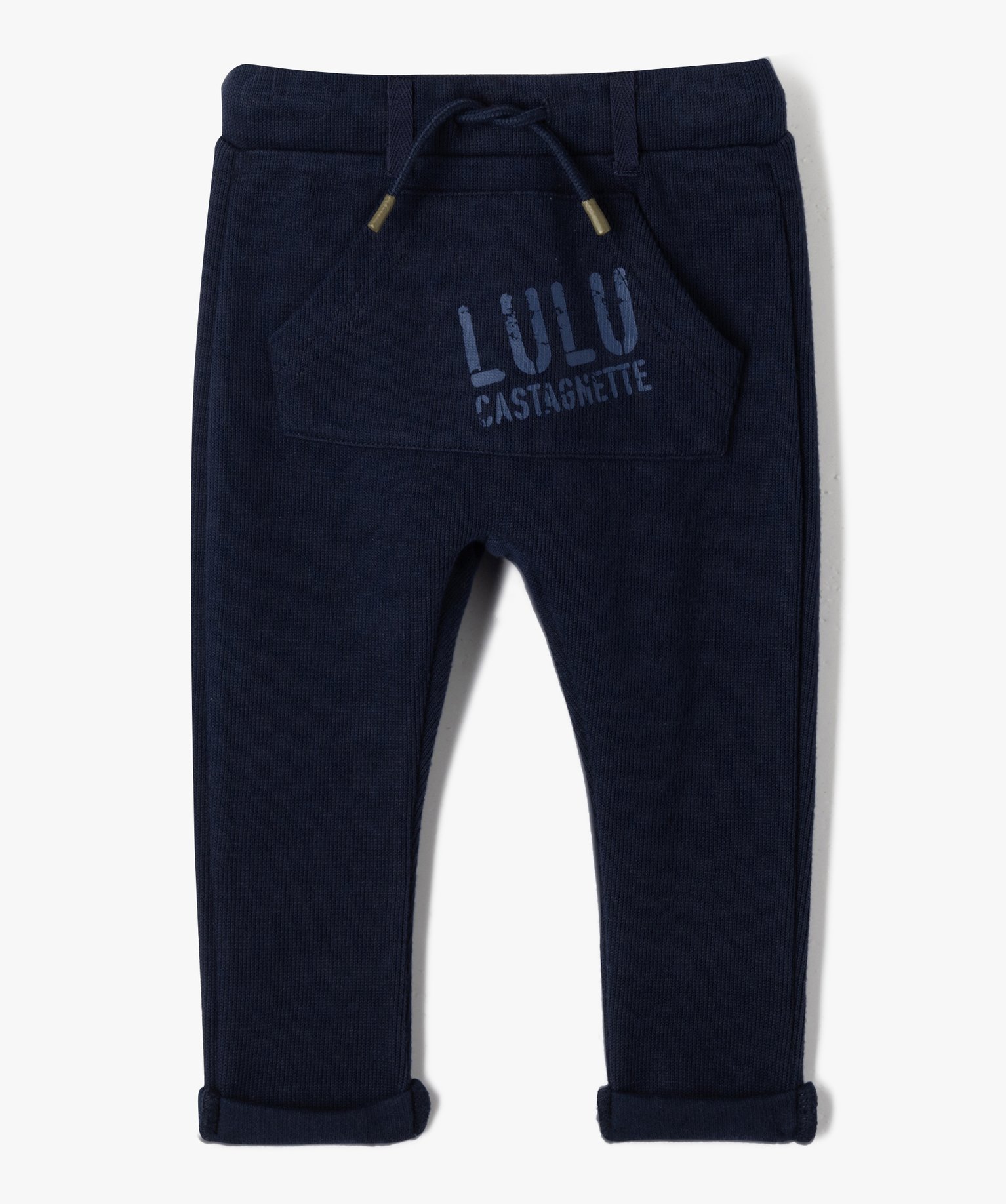 pantalon bebe garcon en maille - lulucastagnette bleu