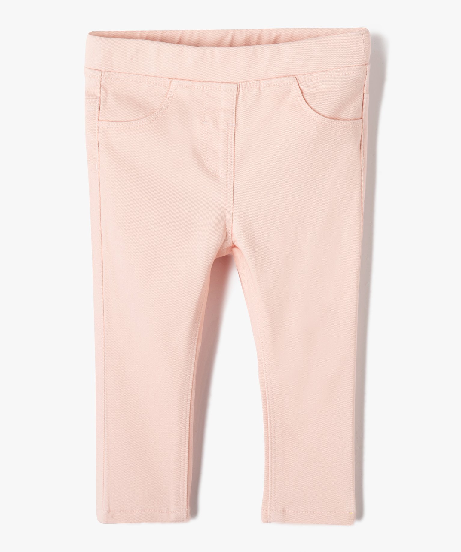 pantalon bebe fille slim uni a taille elastiquee rose pantalons et jeans