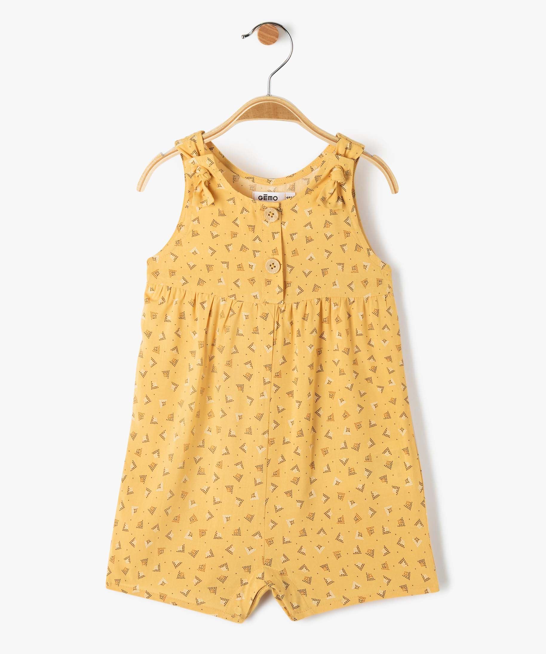 combishort bebe fille fluide a motifs orange pantacourts et shorts