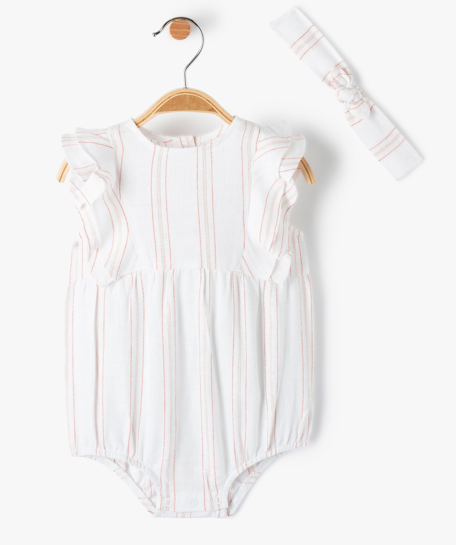 Ensemble bébé naissance 3 pièces bandeau, robe à motifs et legging - nude  imprimé