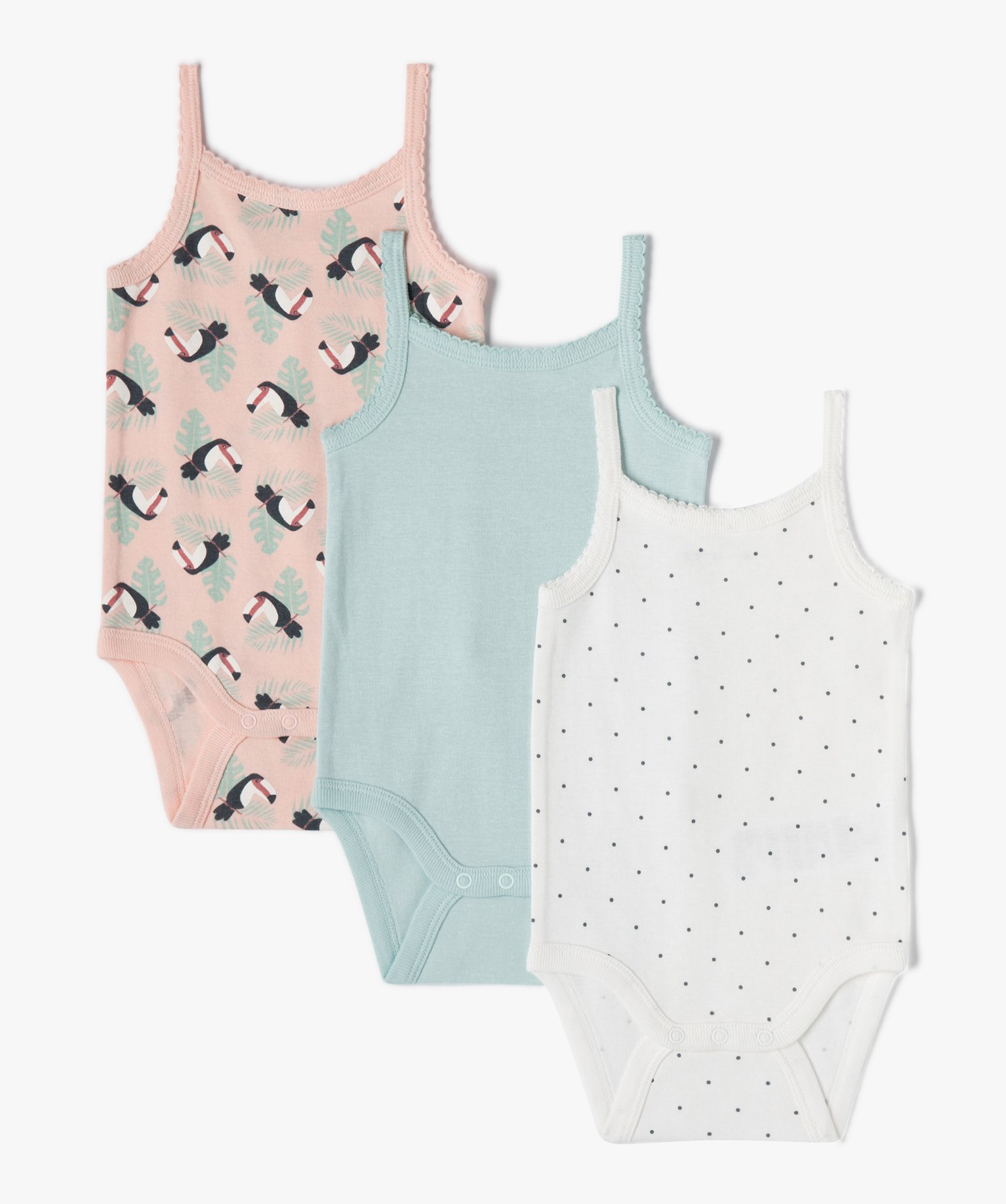 body bebe a bretelles imprime lot de 3 rose