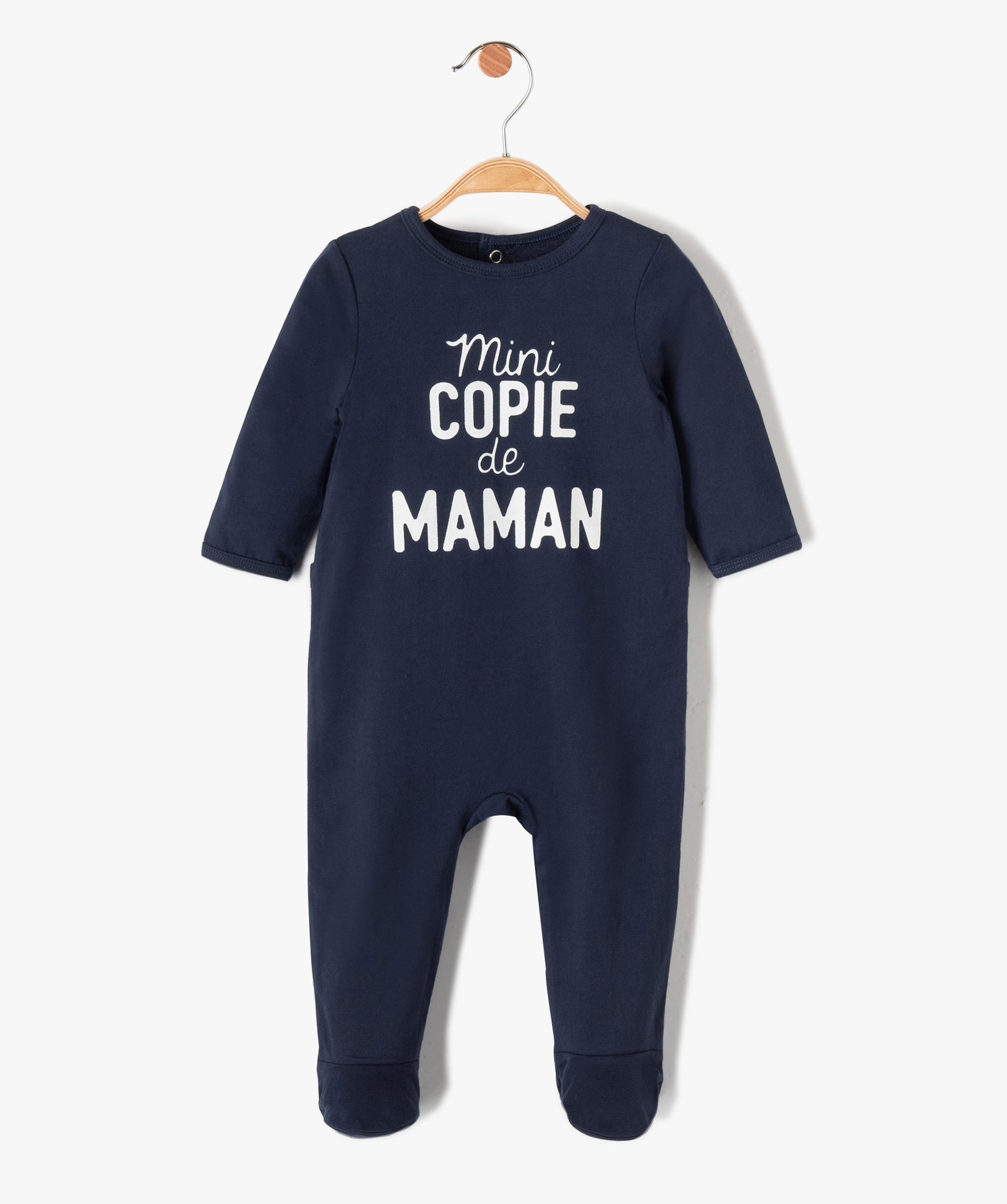 pyjama bebe en jersey avec ouverture pont-dos bleu
