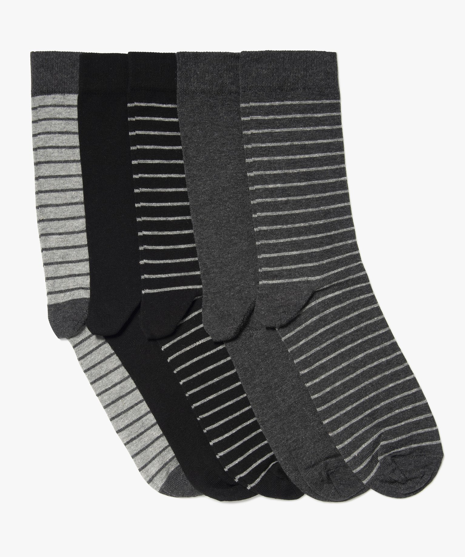 chaussettes homme tige haute a rayures (lot de 5) noir