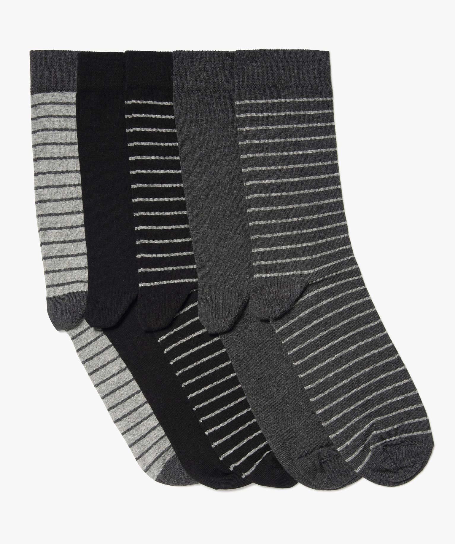 chaussettes homme tige haute a rayures (lot de 5) noir homme