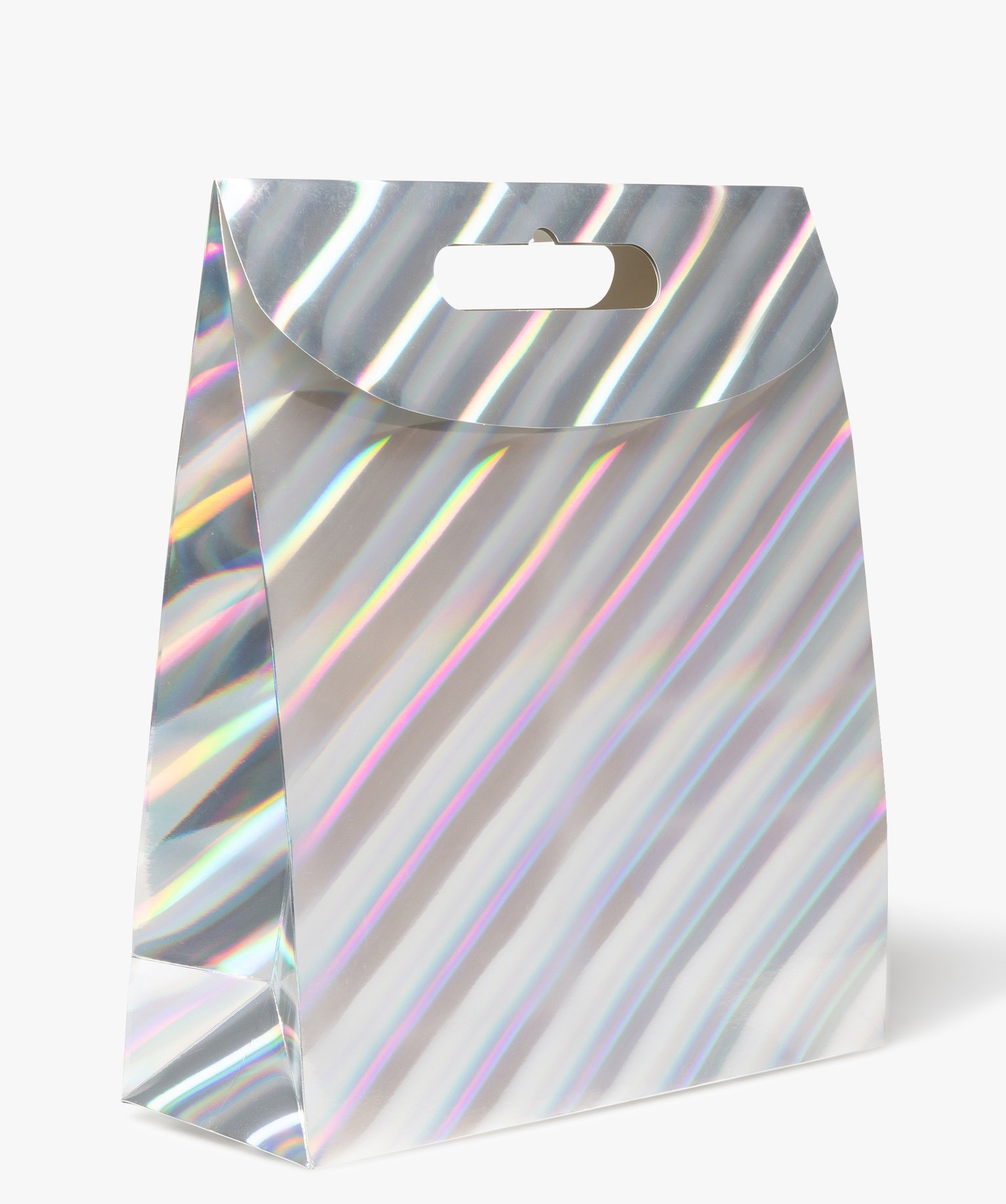 sac cadeau grand format avec rabat scratch coloris irise metallise gris