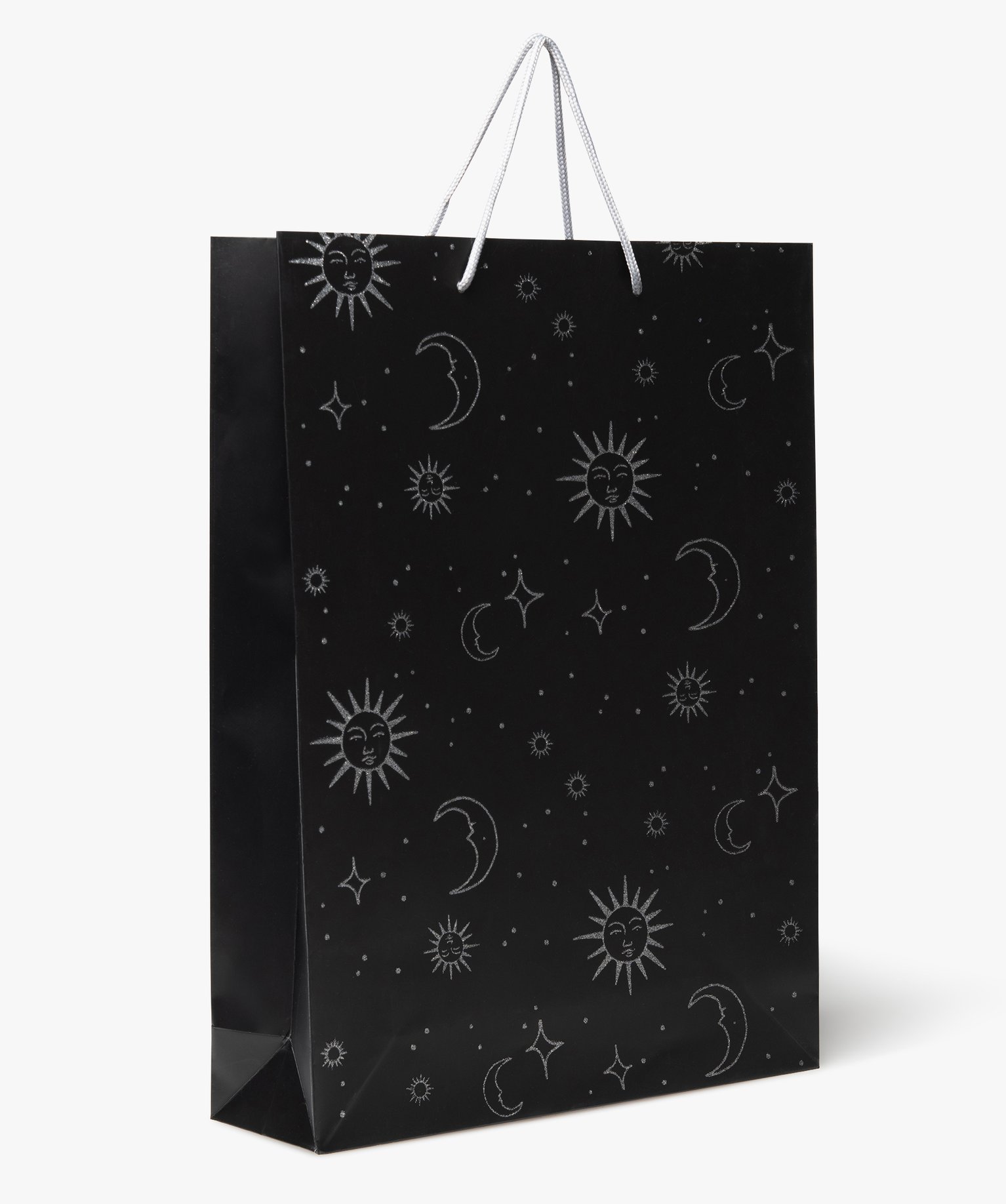 sac cadeau grand format a motif astral paillete noir