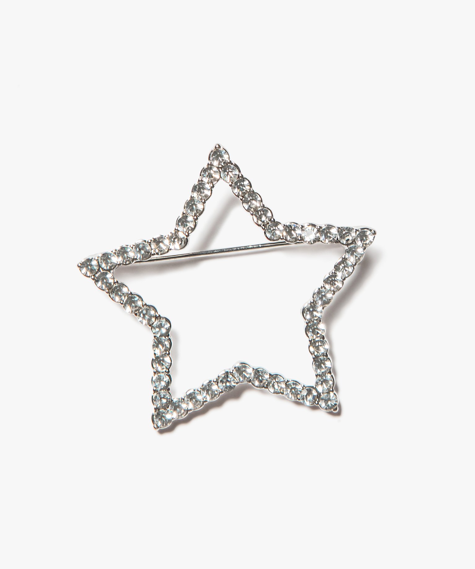broche femme forme etoile a strass gris