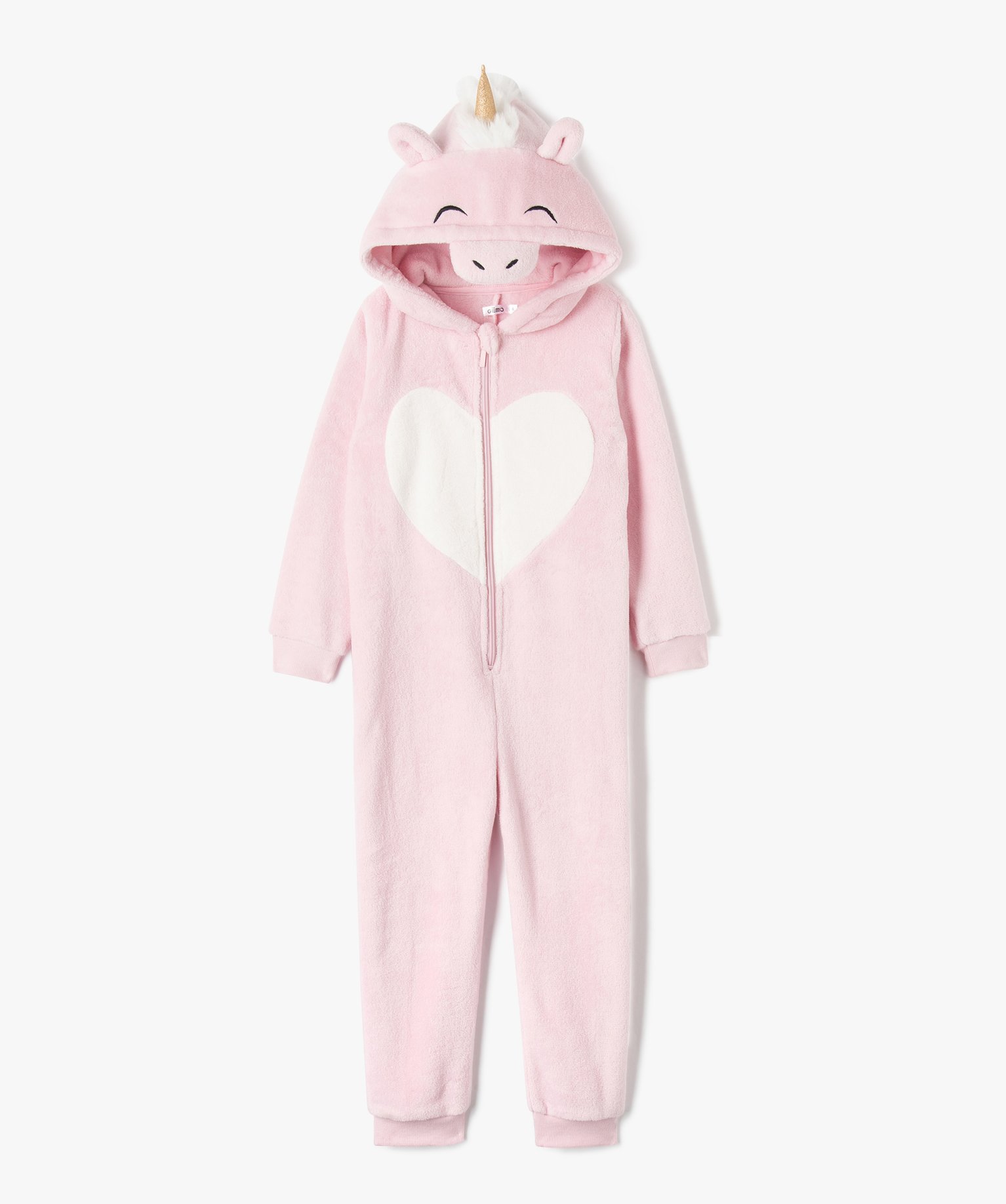 combinaison pyjama fille licorne avec capuche rose
