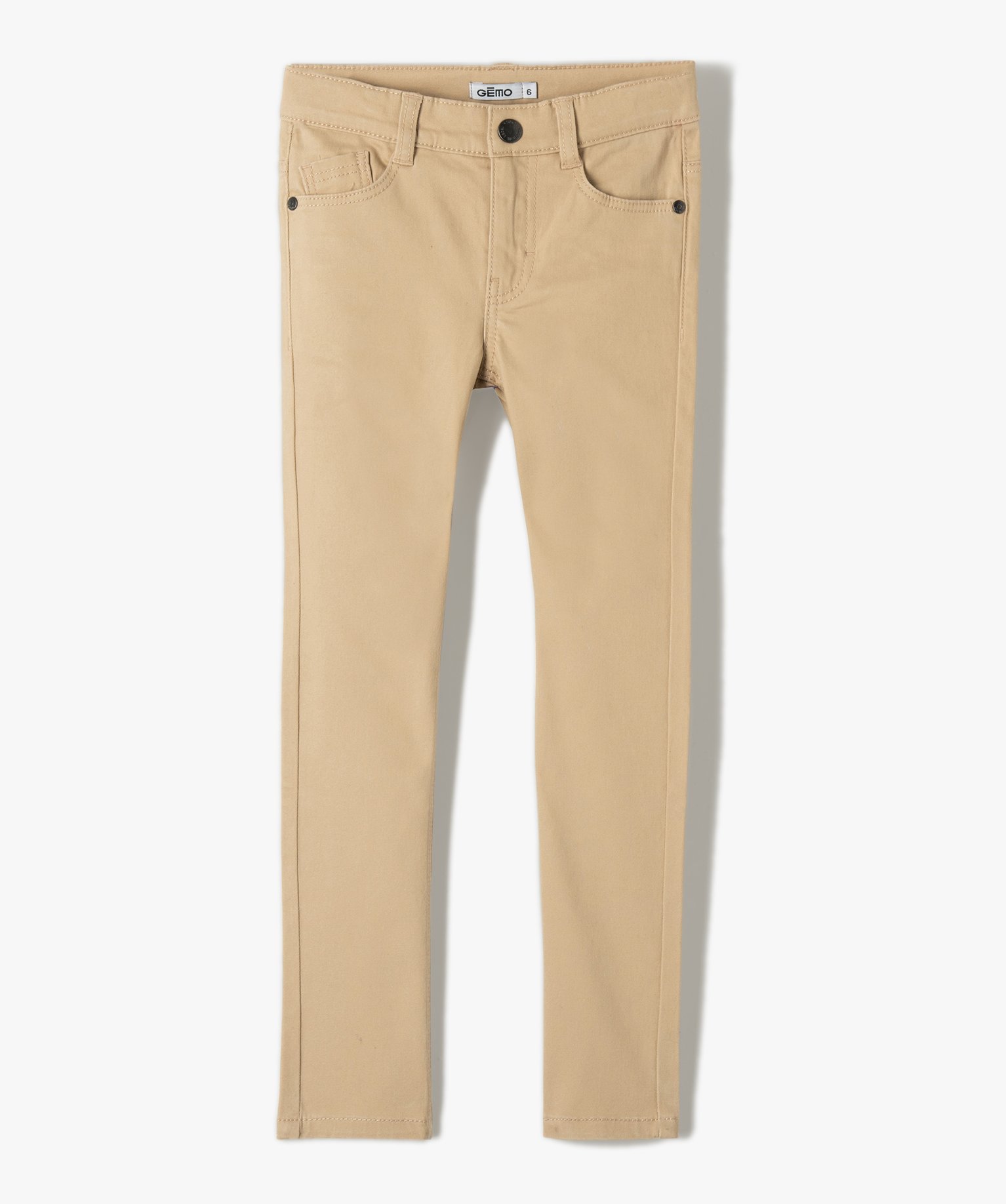 pantalon garcon coupe skinny en toile extensible beige pantalons
