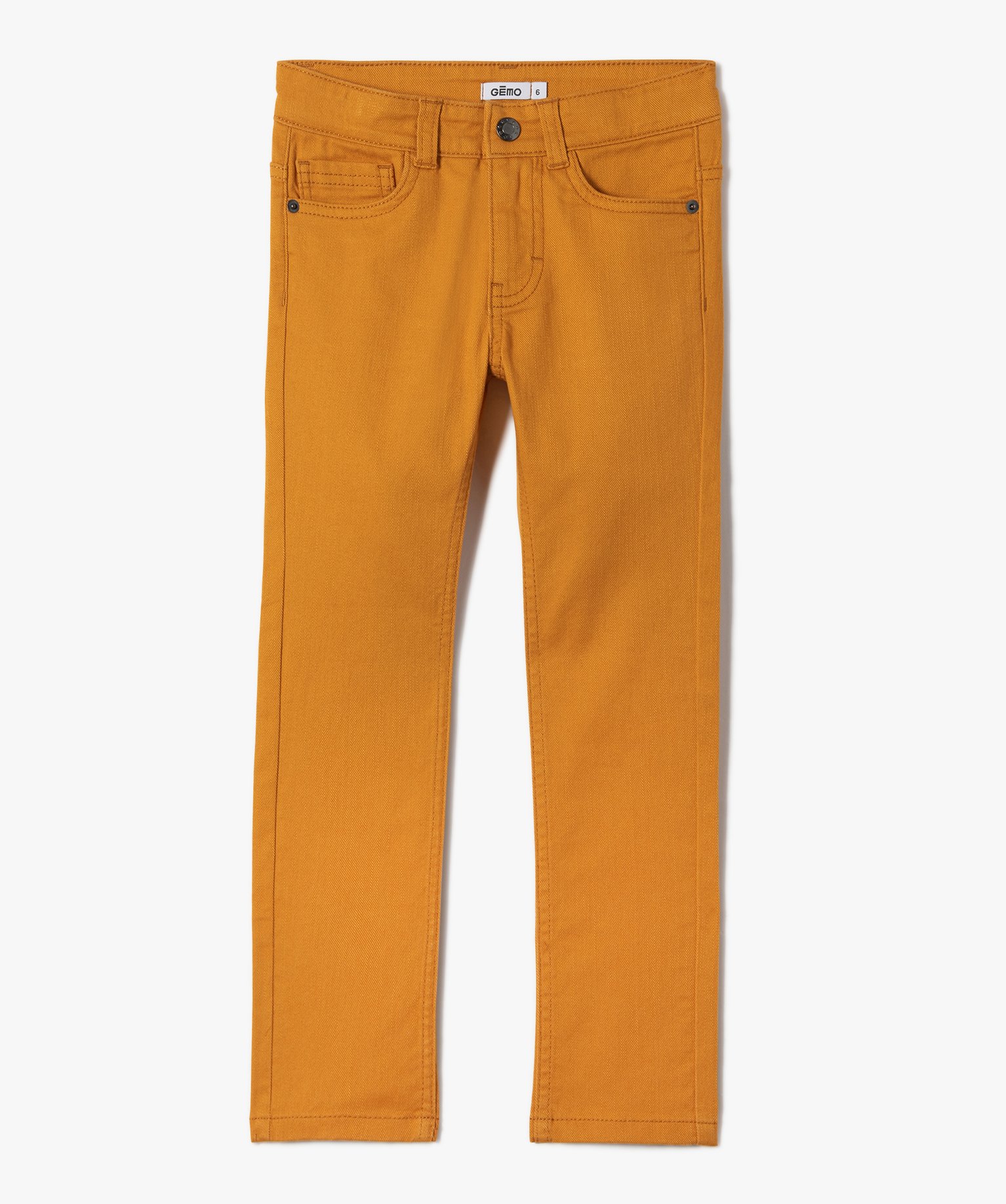 pantalon garcon uni coupe slim extensible jaune pantalons