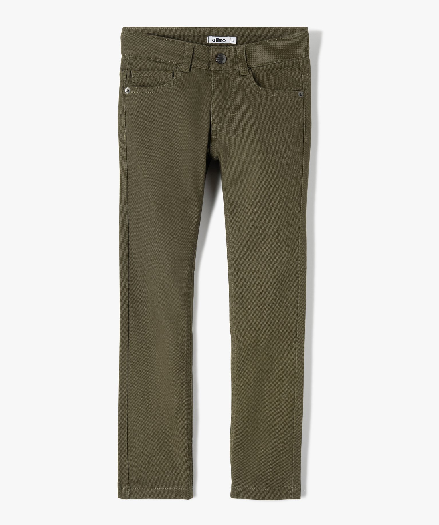 pantalon garcon uni coupe slim extensible vert pantalons