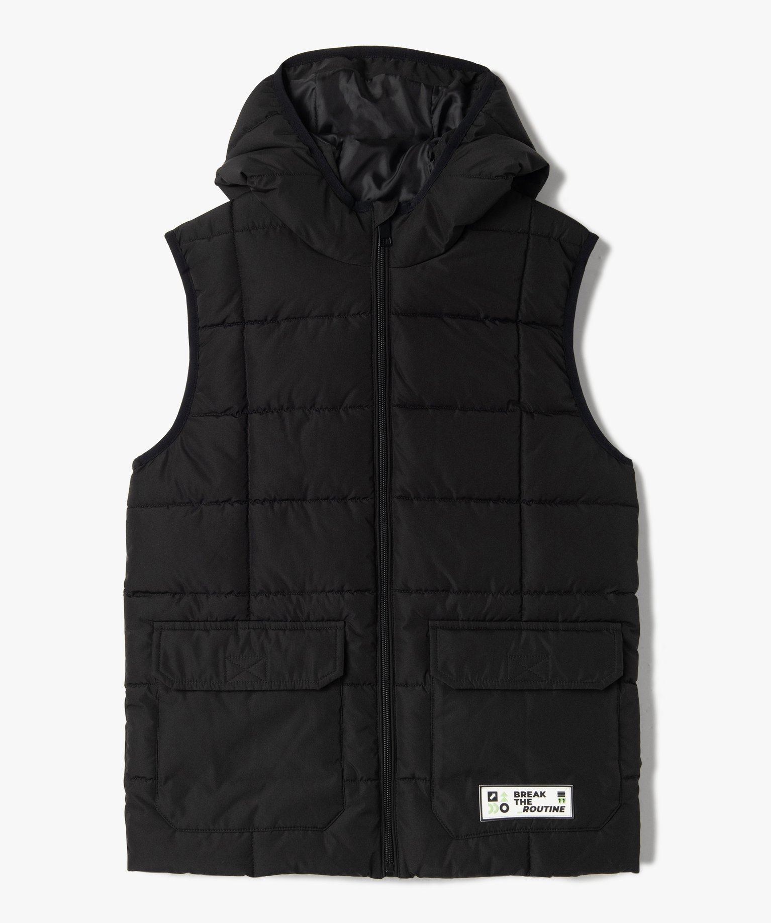 blouson matelasse sans manches avec capuche garcon noir standard