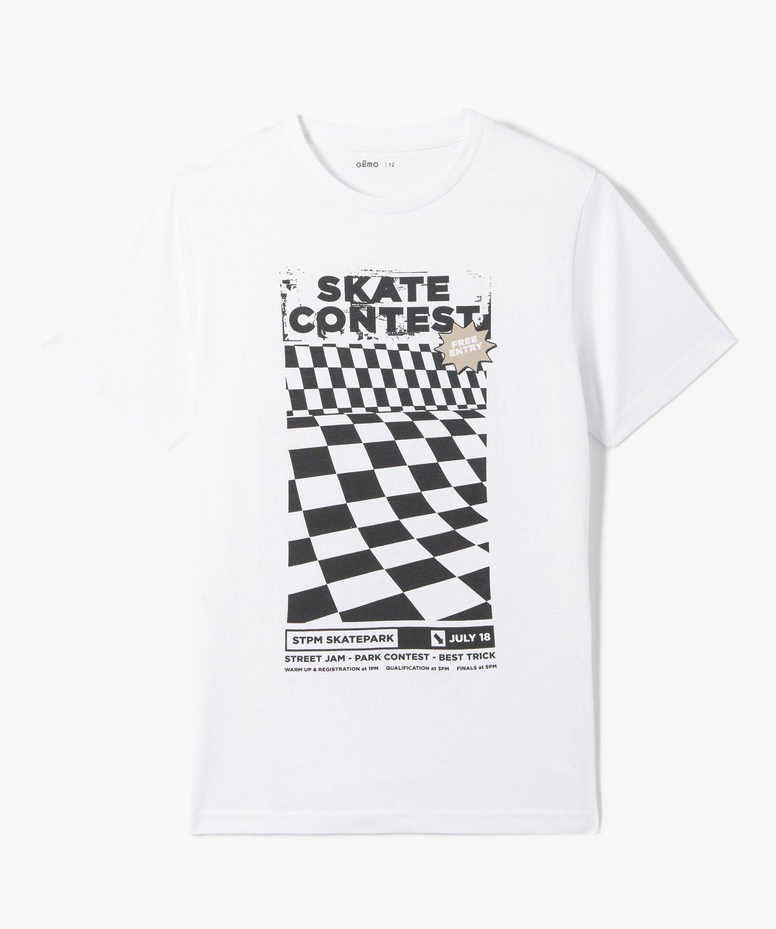 tee-shirt garcon a manches courtes motif skateboard blanc tee-shirts