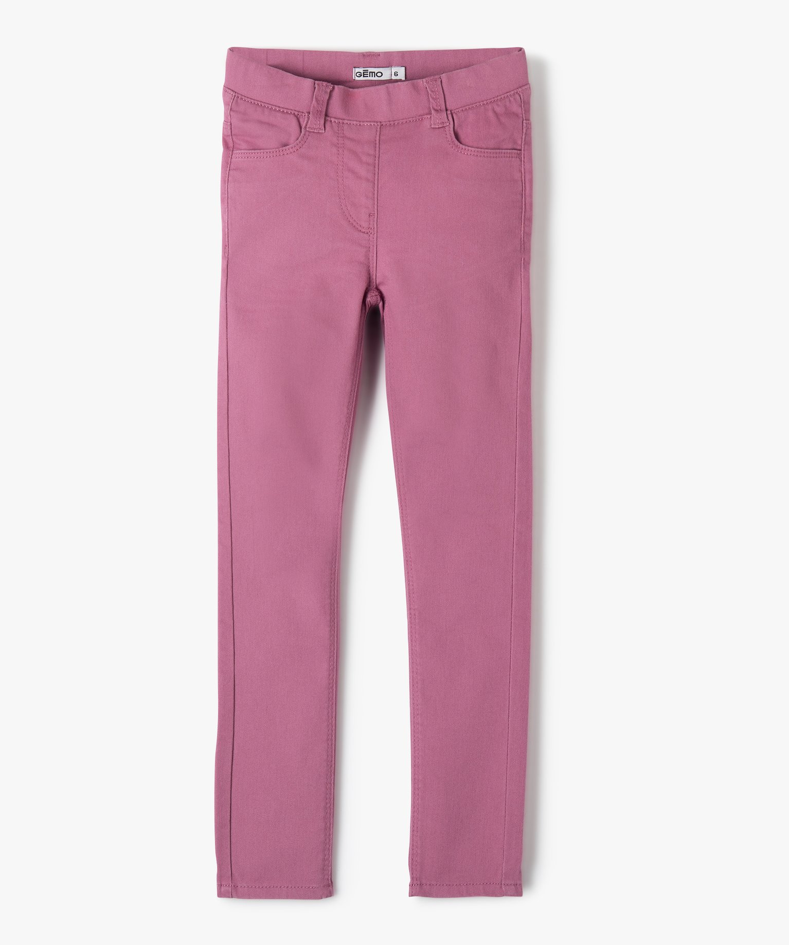pantalon fille skinny uni a taille elastiquee violet pantalons