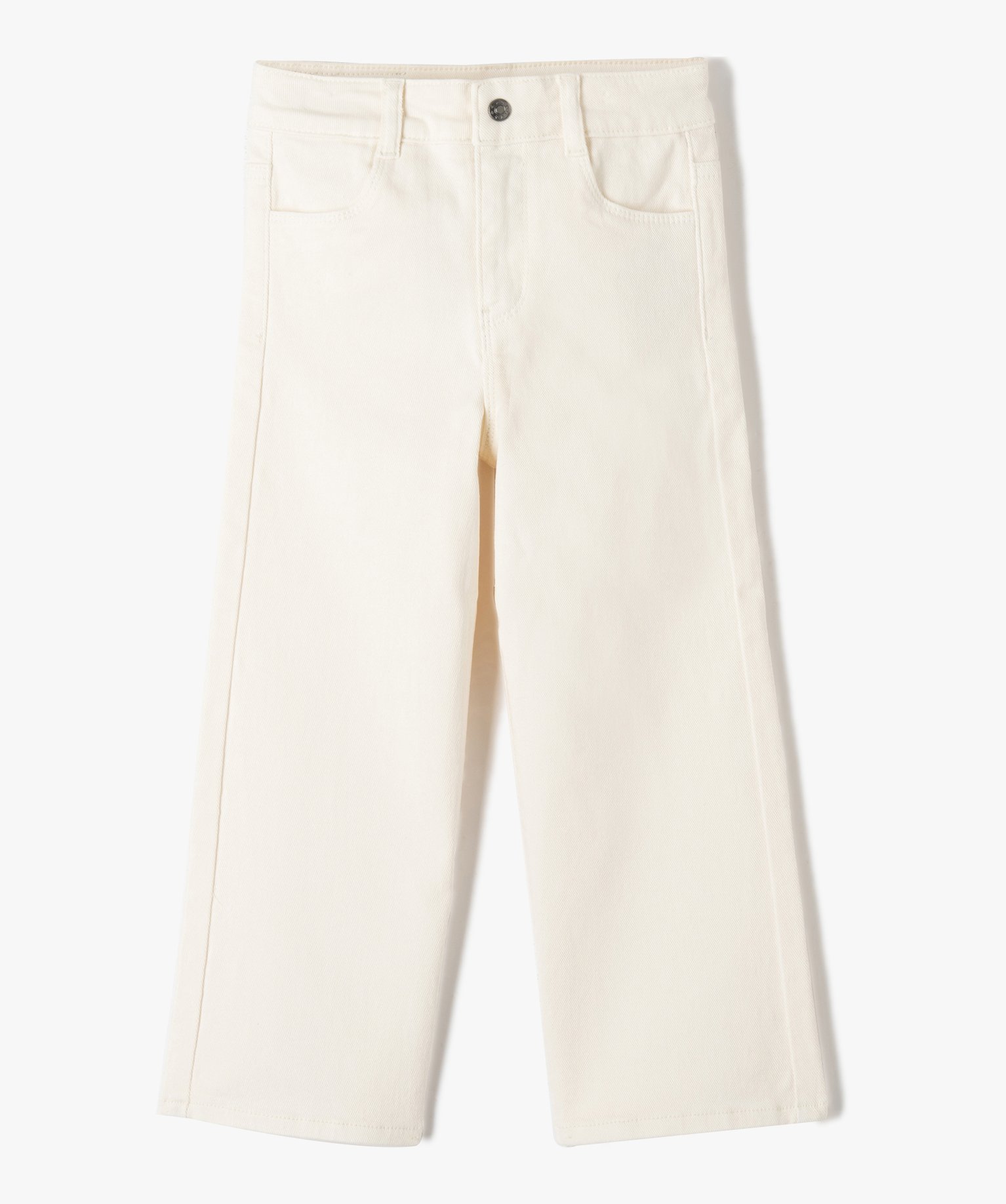 jean fille coupe large taille haute avec ceinture ajustable beige pantalons