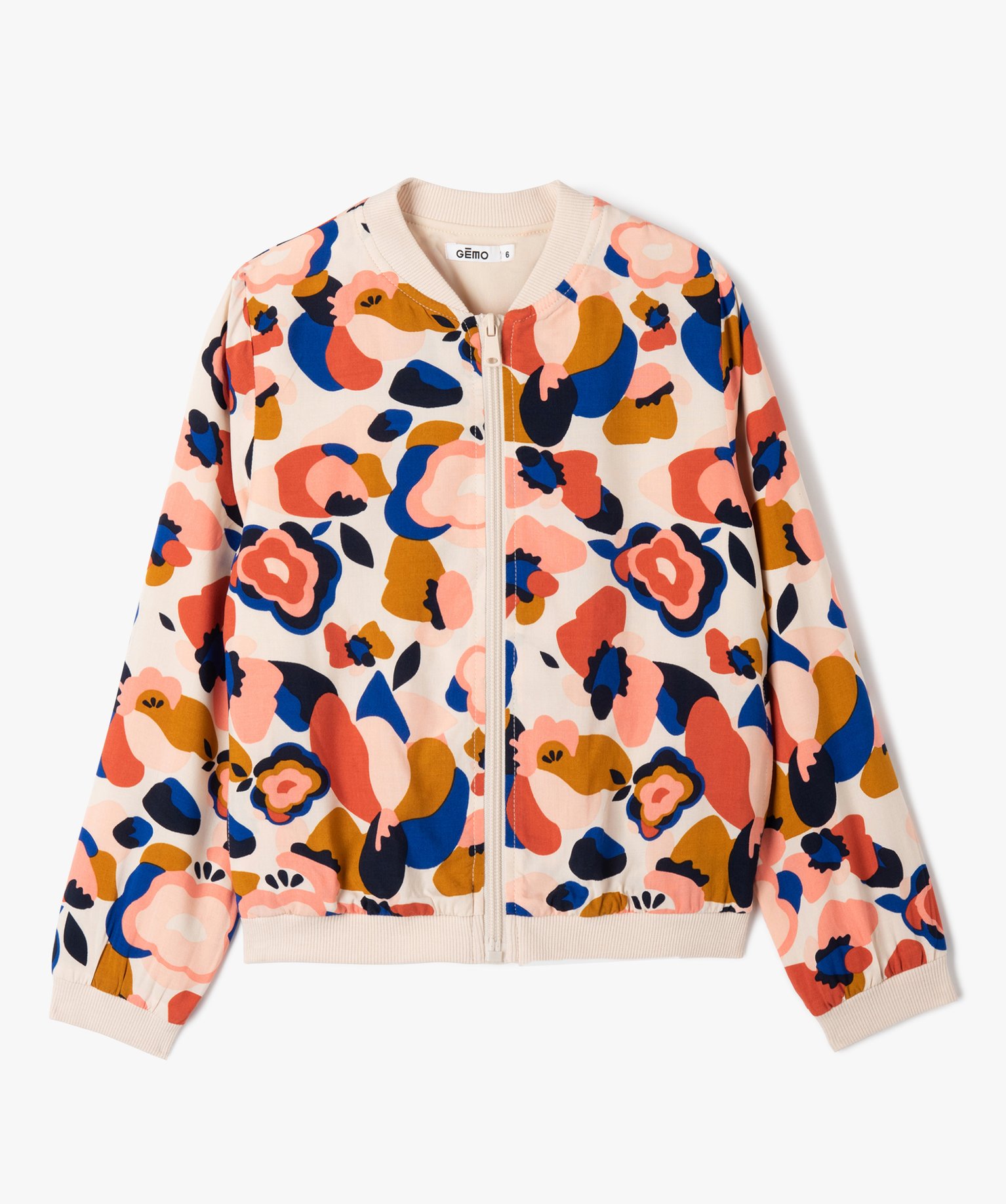 veste fille zippee en viscose imprimee multicolore blousons et vestes fille GEMO