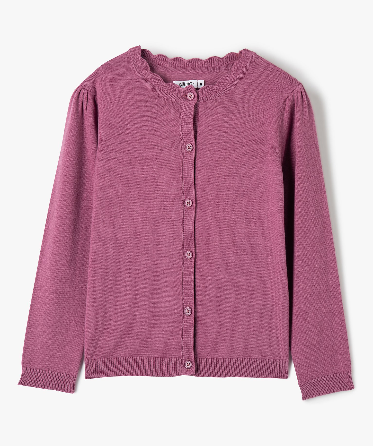 gilet fille en maille fine a col fantaisie violet gilets fille GEMO