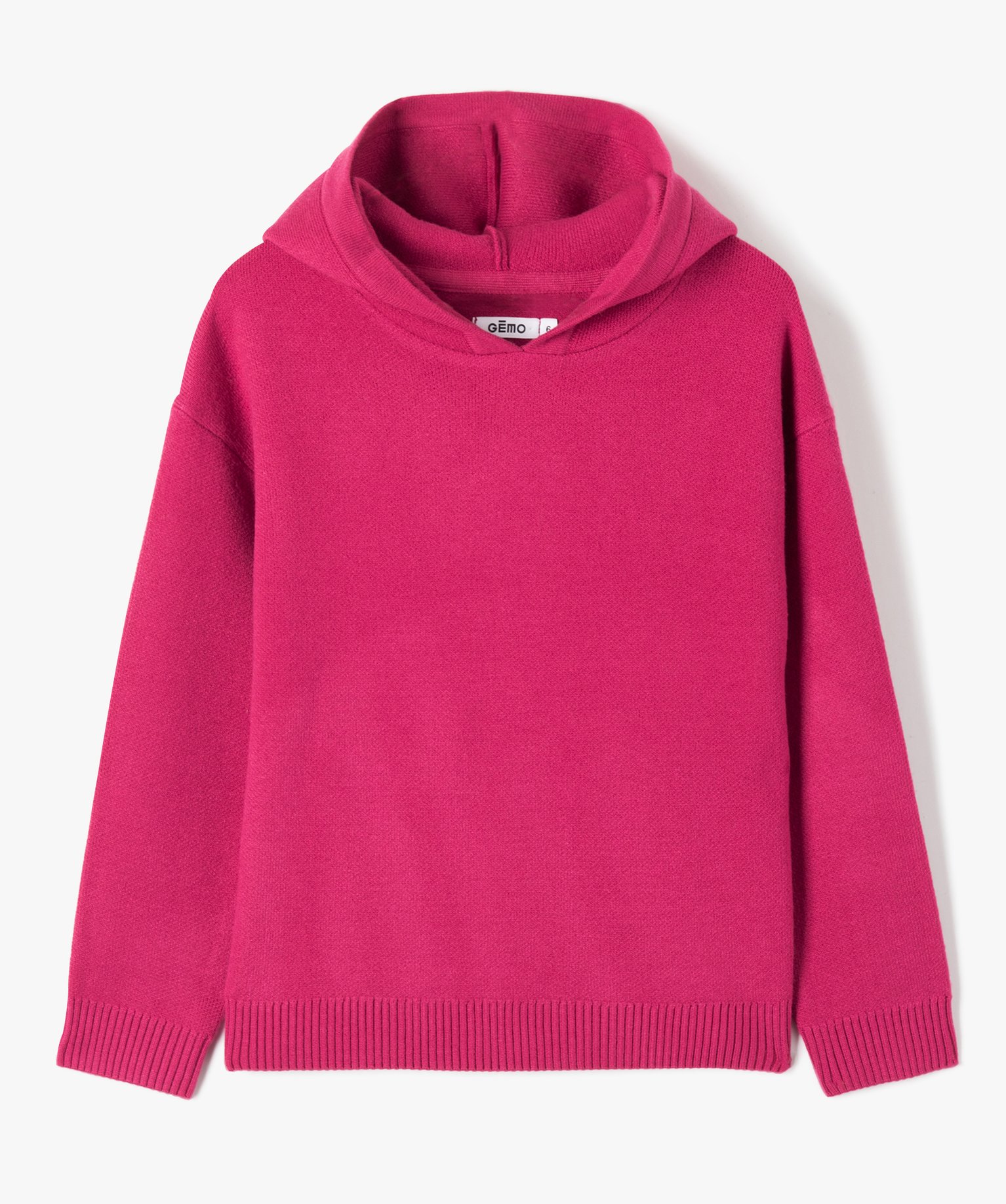pull fille a capuche avec rayures pailletees rose pulls
