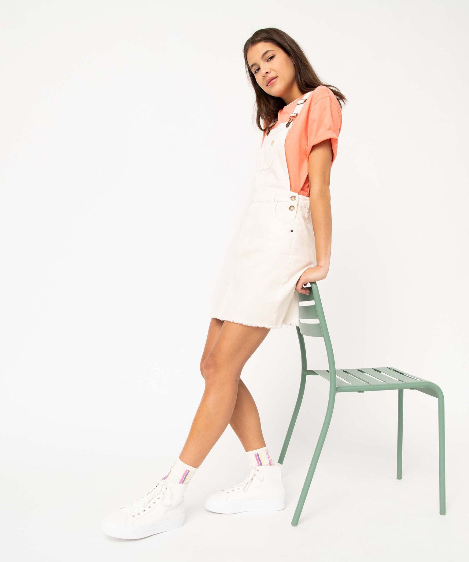 robe salopette femme en jean camps united blanc