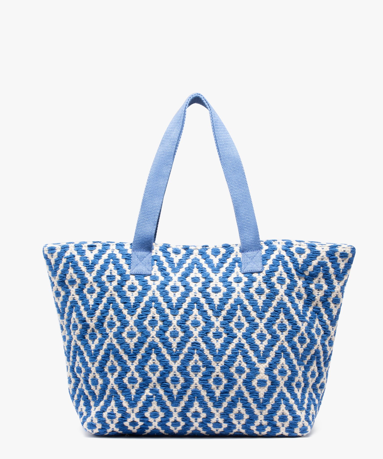 sac cabas femme en toile tissee grand format bleu sacs a main