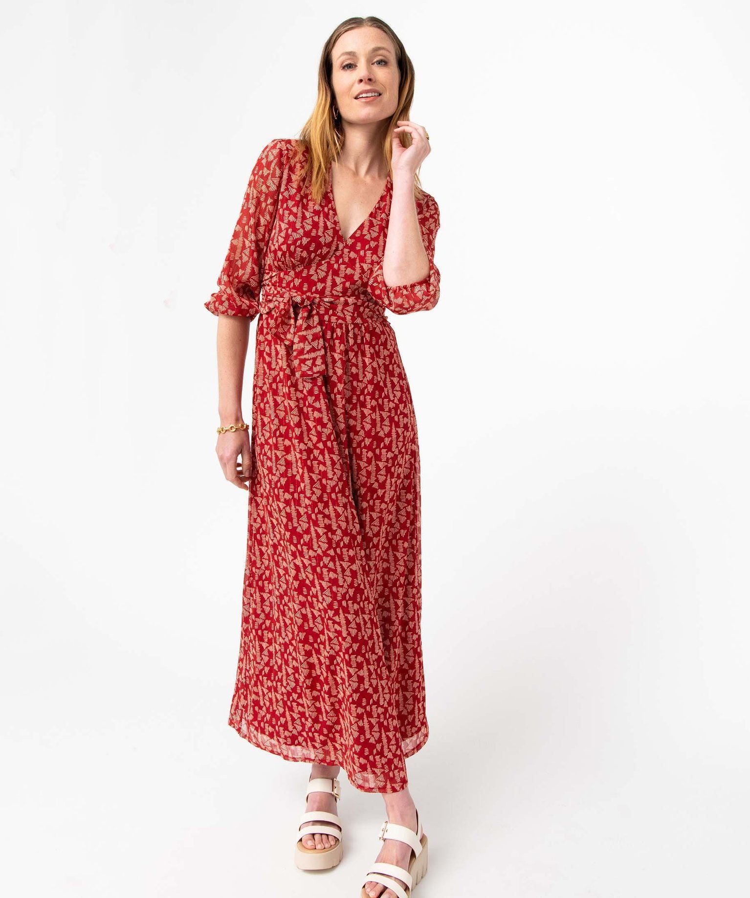 Gemo Robe Longue Voile ImprimÃ© Robe Femme Imprimee A Manches 34