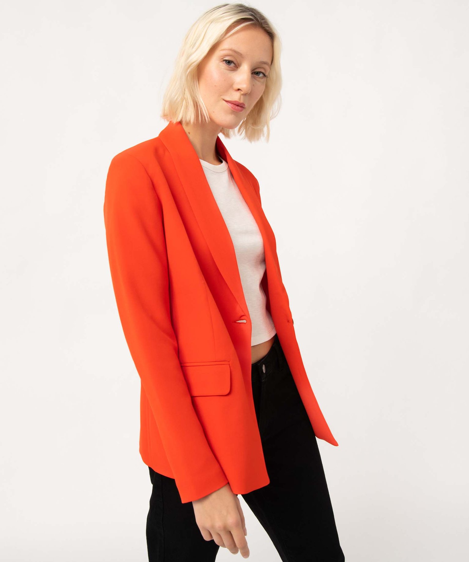 veste de tailleur femme fermeture un bouton orange vestes