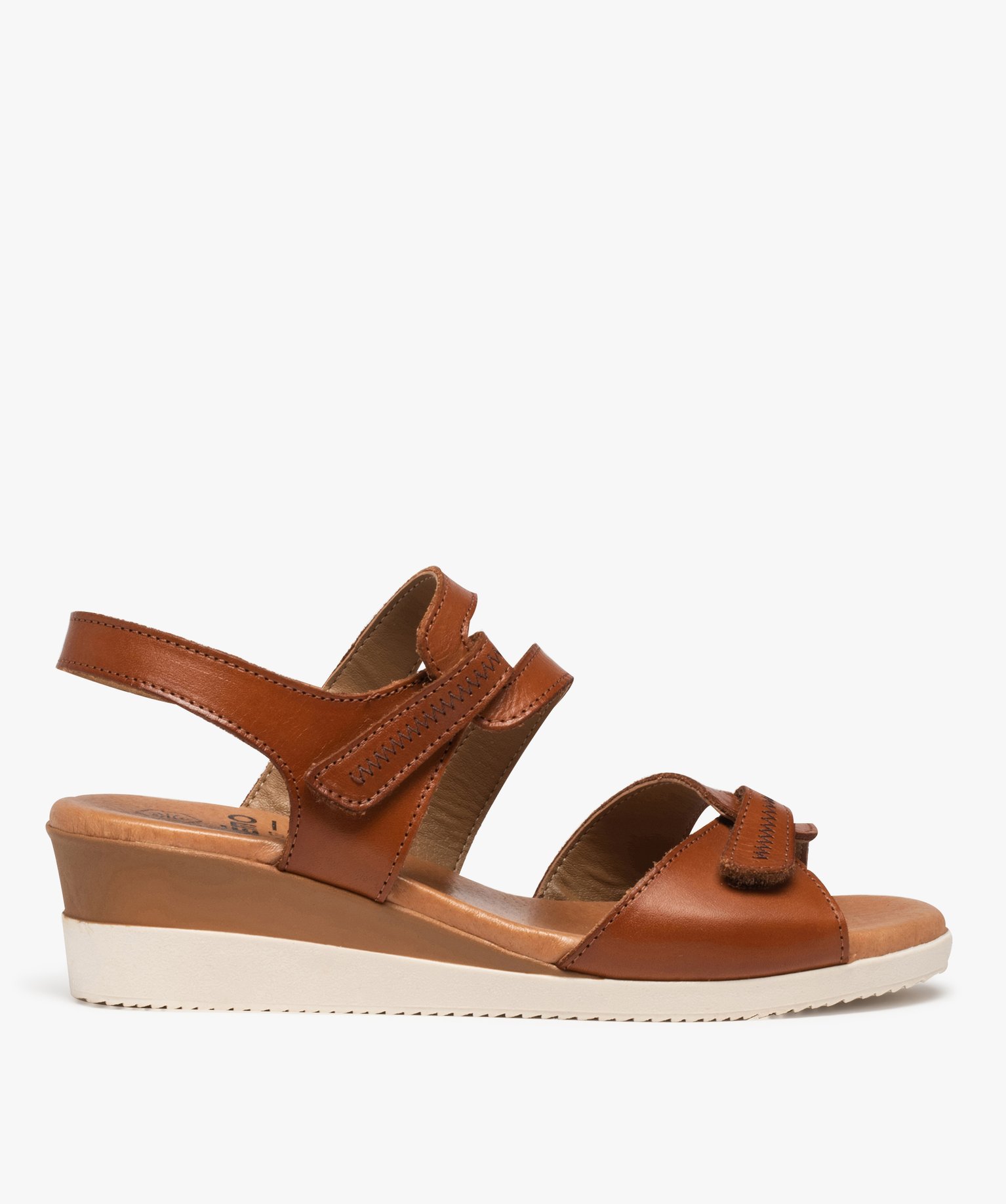 sandales femme compensees a brides scratch en cuir orange sandales