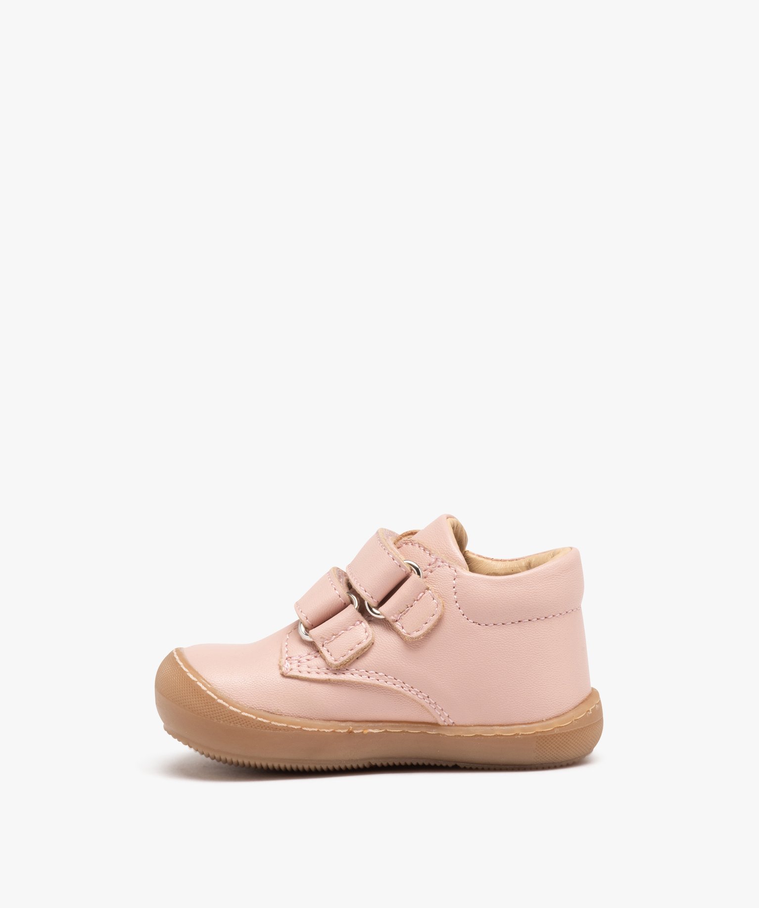 baskets premiers pas bebe fille dessus en cuir uni na rose standard chaussures de parc bebe GEMO