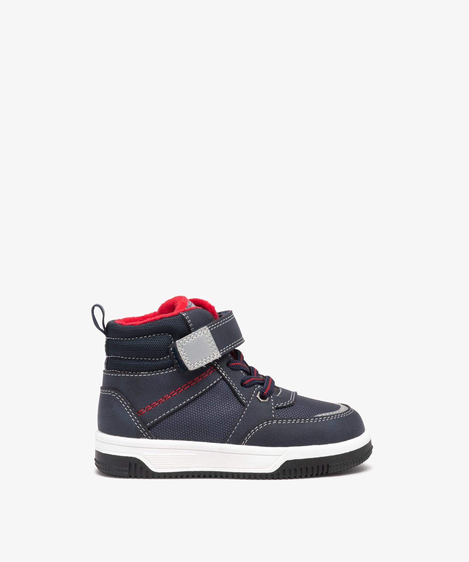 baskets bebe garcon montantes dessus en mesh uni et a scratch bleu