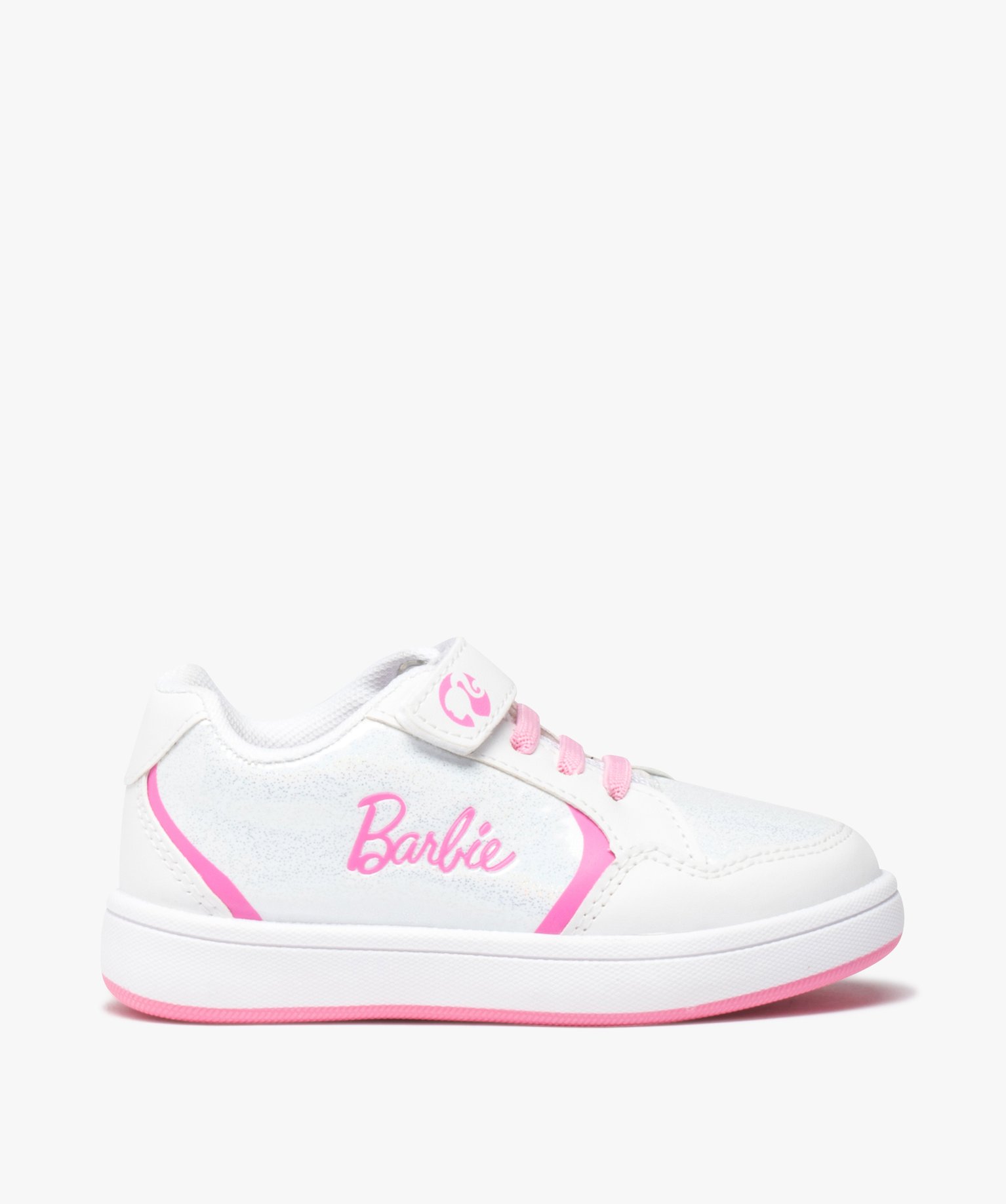 baskets fille pailletees a scratch et a lacets - barbie blanc baskets fille