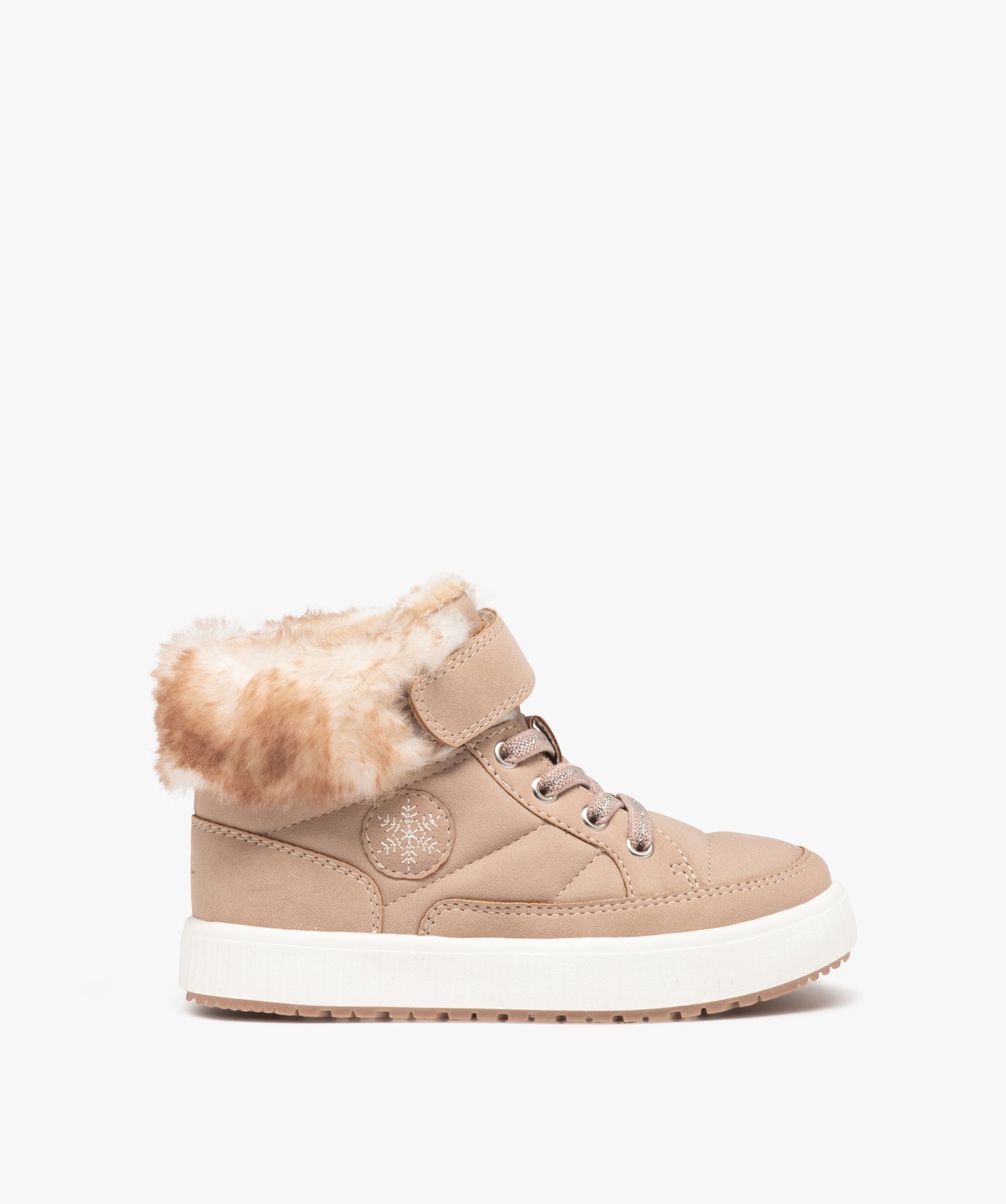 baskets fille mid cut unies avec col fourre beige standard baskets fille GEMO