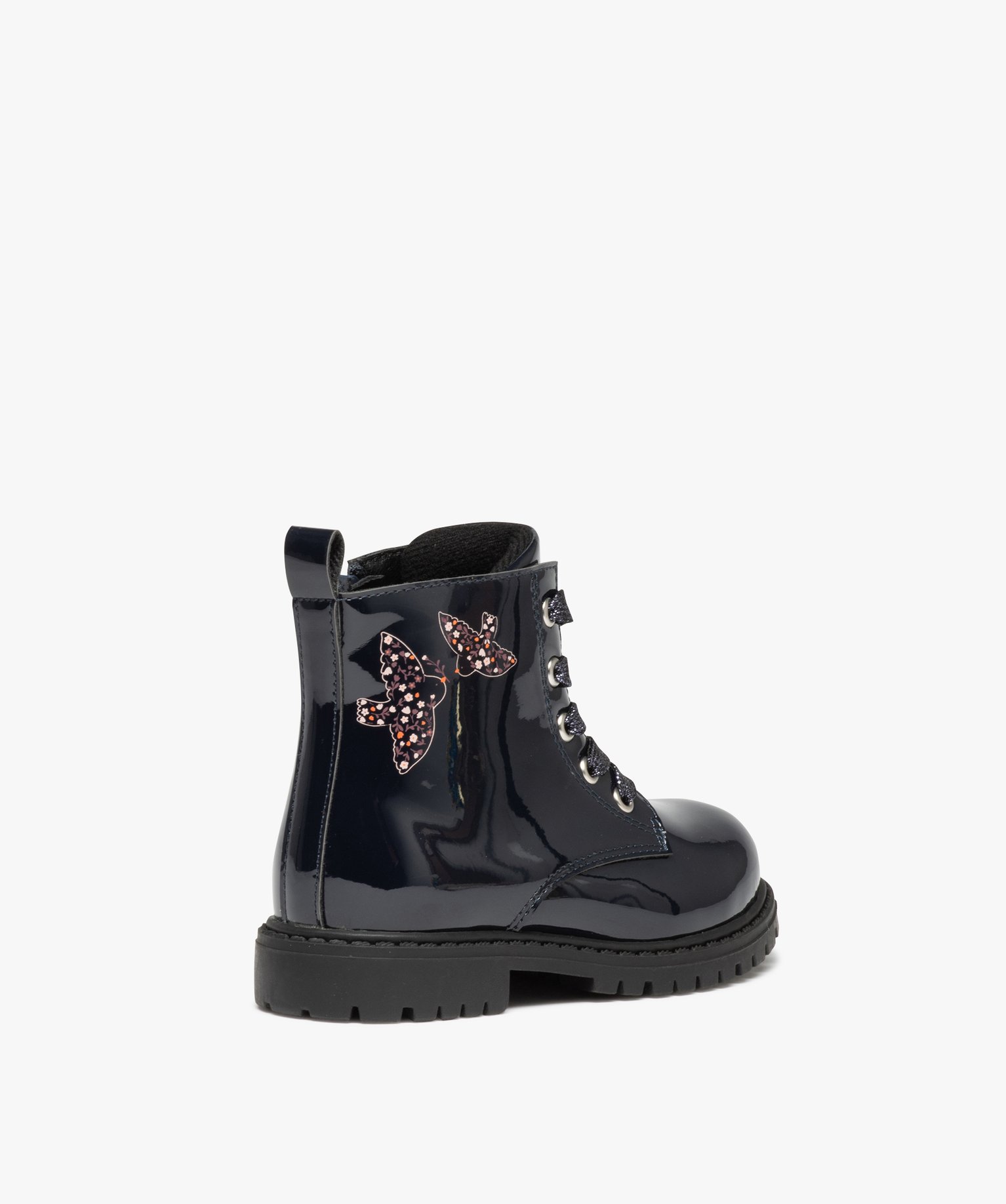 boots vernis fille avec motifs oiseaux du 25 au 30 bleu fille GEMO