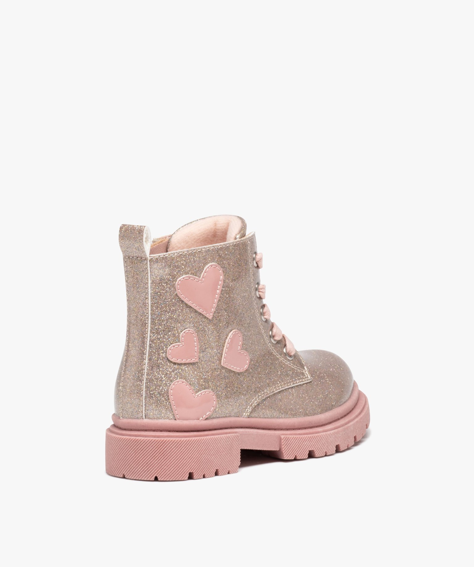 boots fille a semelle crantee paillettes et a zip rose standard bottes et boots promos GEMO