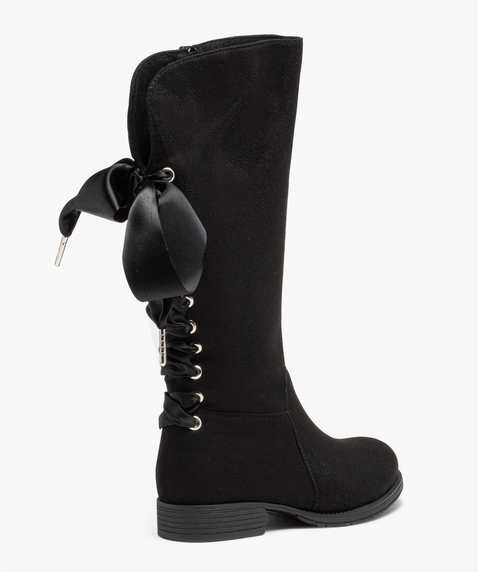 bottes en suedine a tige lacee fille noir vif fille GEMO
