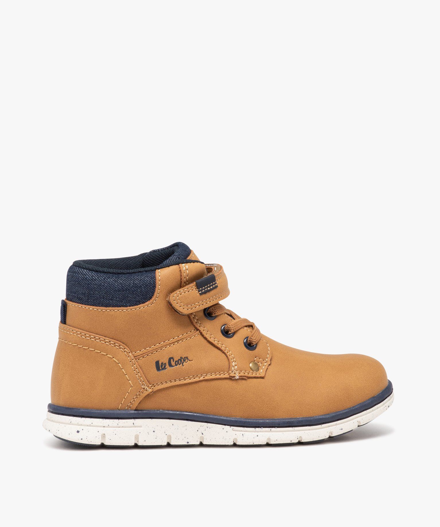 boots garcon unies a col denim et a scratch - lee cooper marron standard boots et bottillons