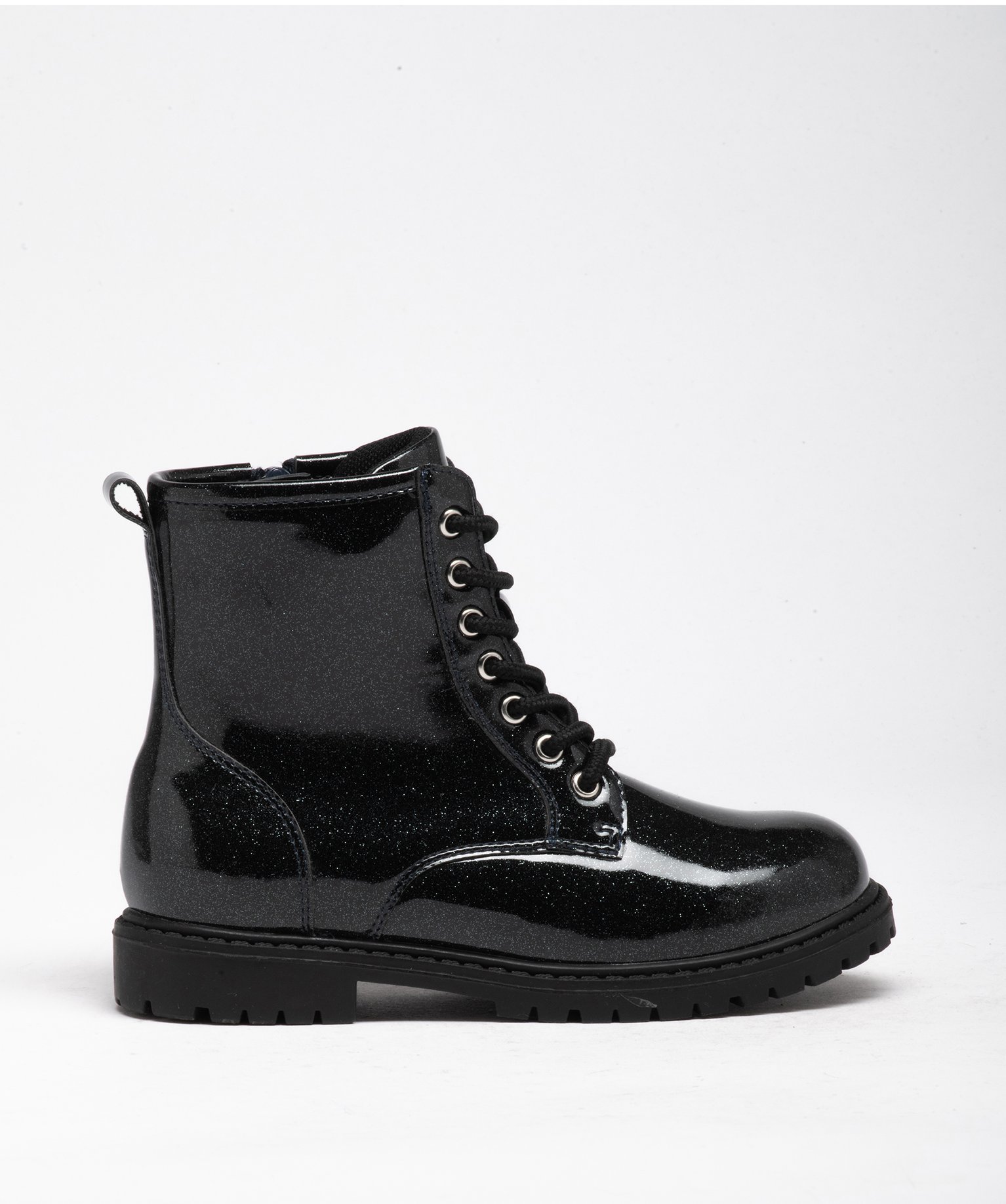 boots fille vernies a paillettes avec semelle crantee noir vif fille GEMO