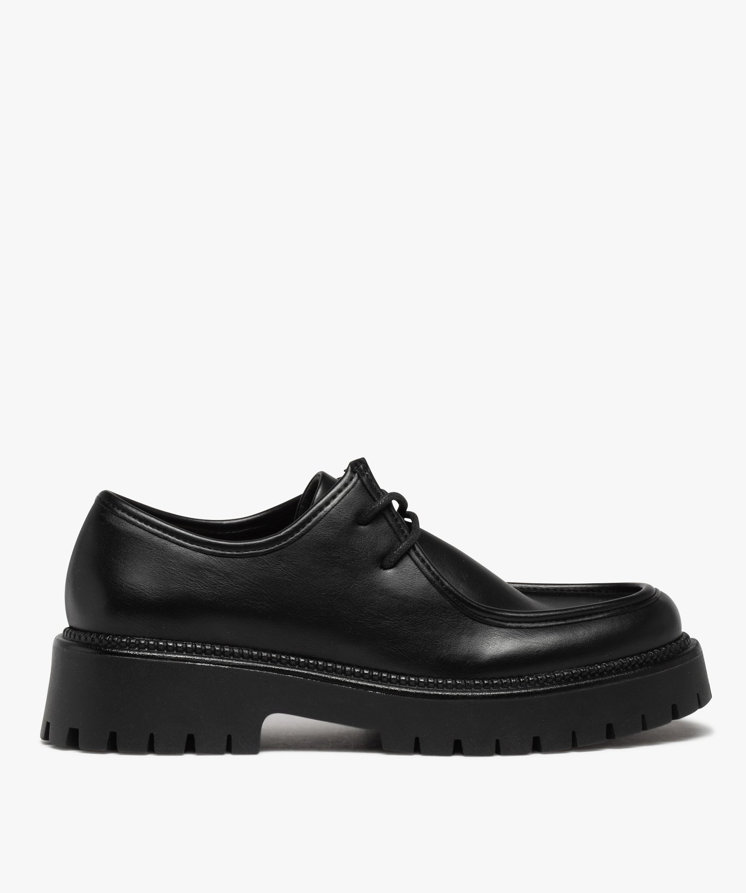 derbies femme unis a semelle epaisse et crantee noir standard derbies femme GEMO
