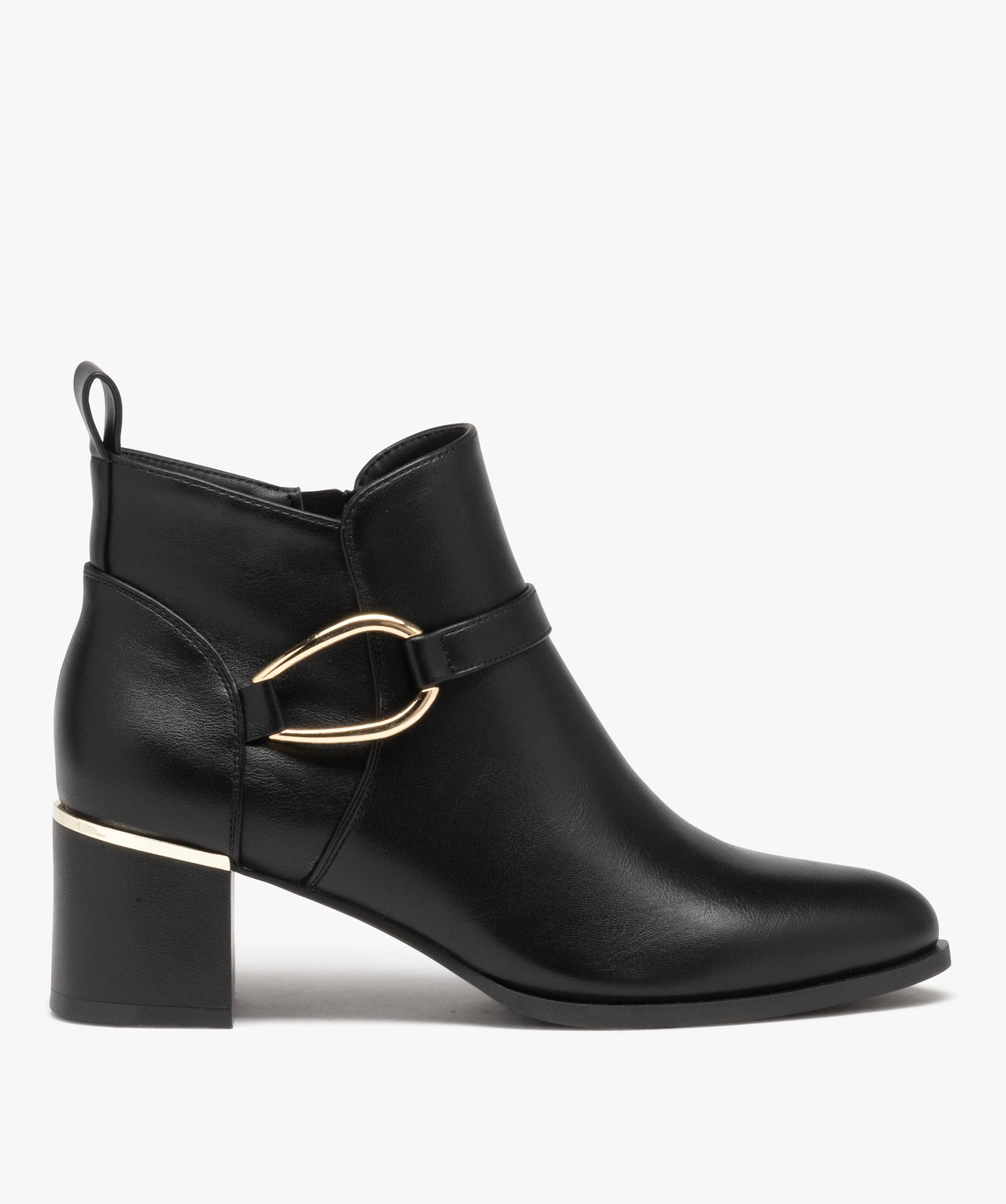 boots femme unies a talon carre et bout amande noir standard femme GEMO