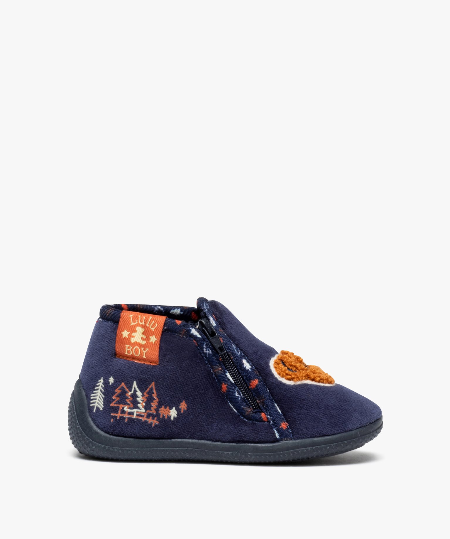 chaussons bebe garcon doux a zip lulu castagnette bleu bebe G MO